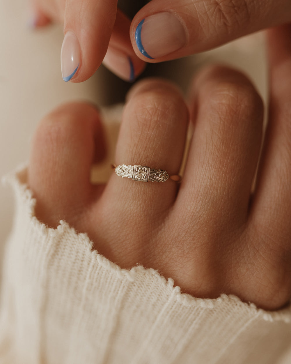 Marcia Vintage Art Deco 18ct Gold Diamond Trilogy Ring