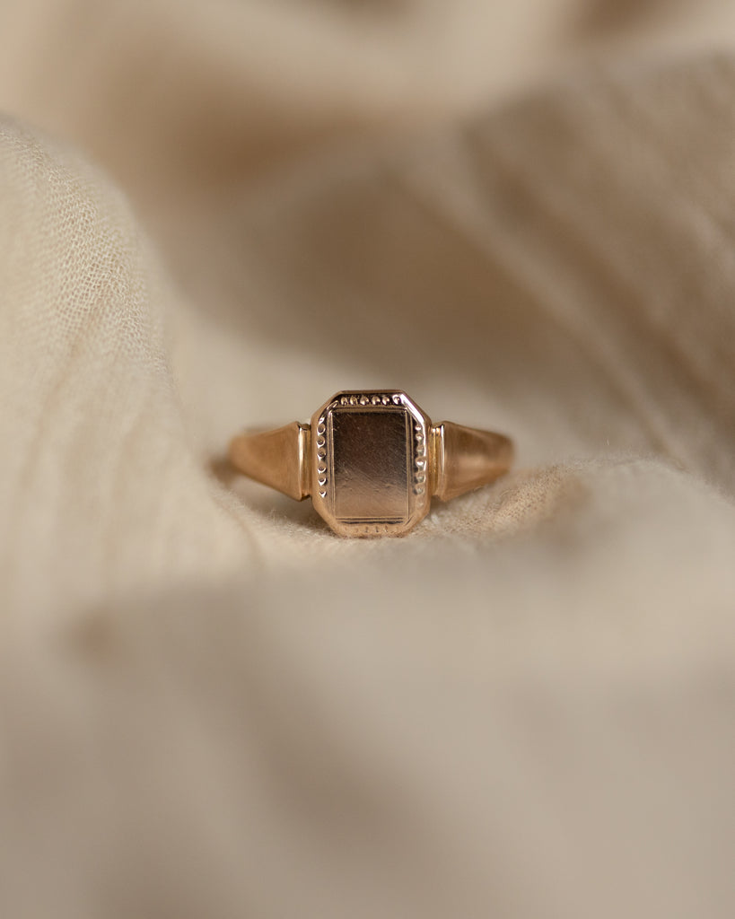 Delphine 1944 Vintage 9ct Gold Octagonal Signet Ring