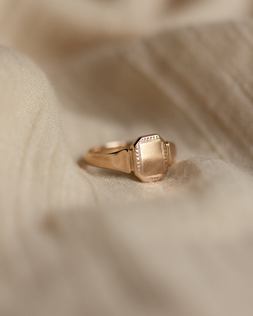 Delphine 1944 Vintage 9ct Gold Octagonal Signet Ring