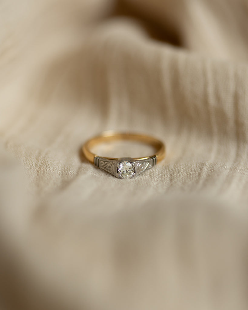 Florence Antique Art Deco 18ct Gold Single Stone Diamond Ring