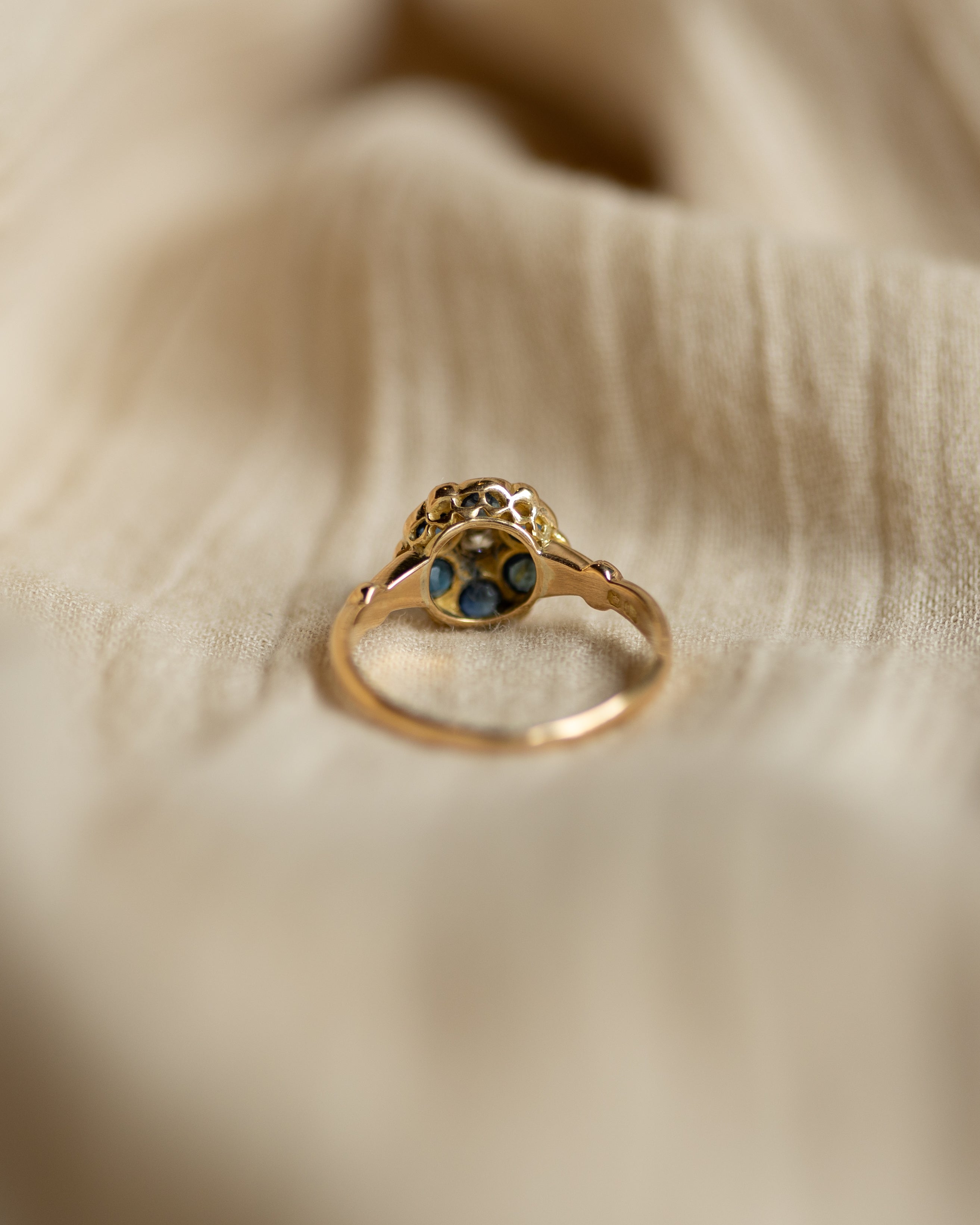 Camille Antique 18ct Gold Diamond & Sapphire Cluster Ring