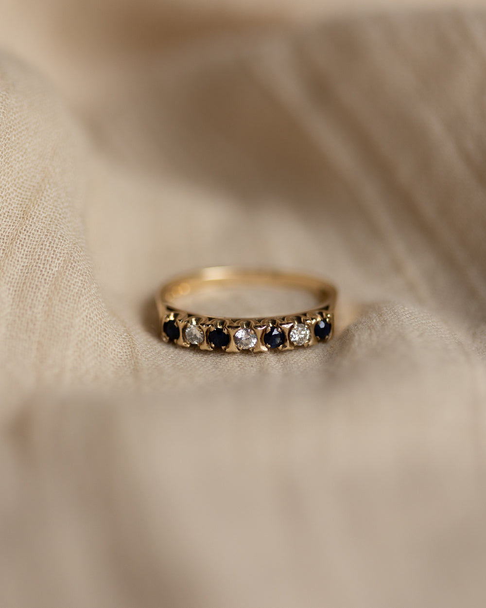 Annette 1982 Vintage 9ct Gold Sapphire & Diamond Half Eternity Ring