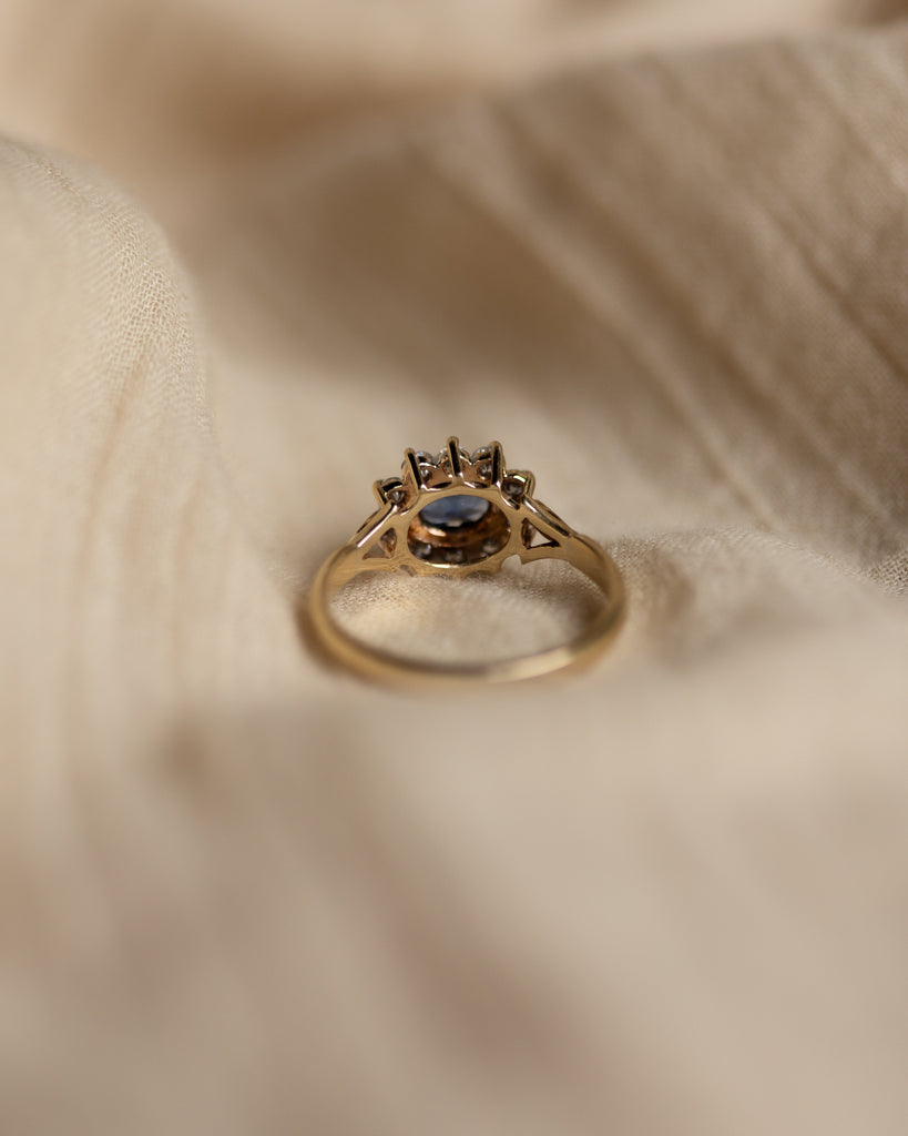 Moira 1990 Vintage 9ct Gold Sapphire & Diamond Cluster Ring