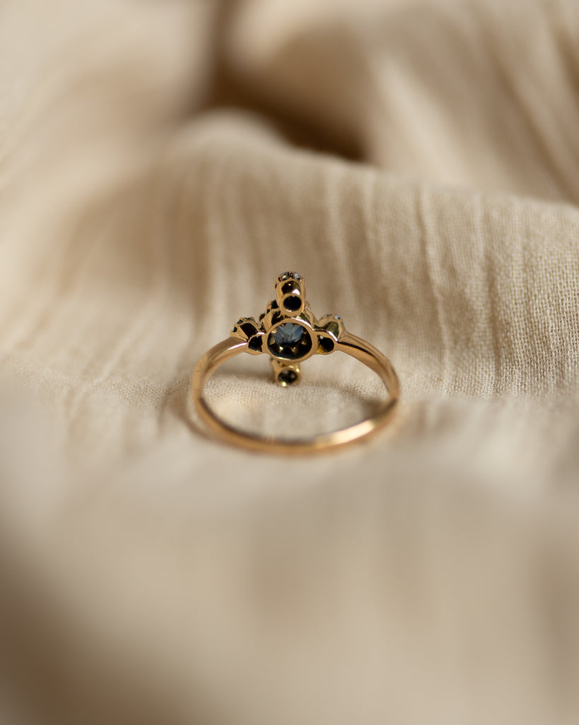 Genevieve Antique 18ct Gold Sapphire & Diamond Cluster Ring
