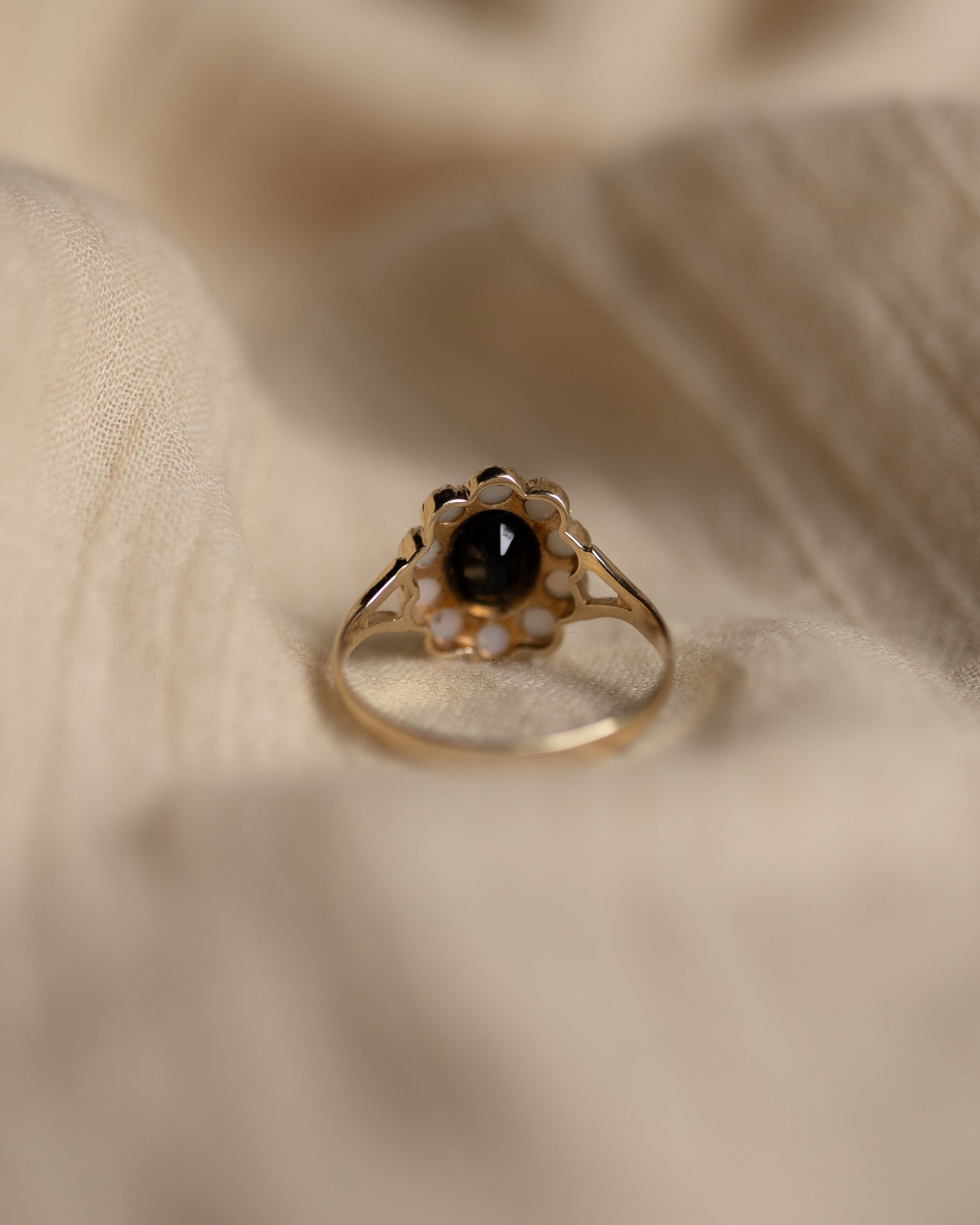 Imelda 1989 Vintage 9ct Gold Sapphire & Opal Cluster Ring