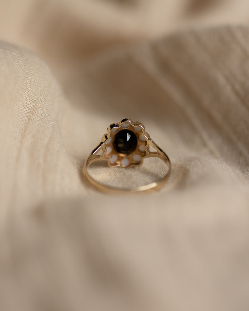 Imelda 1989 Vintage 9ct Gold Sapphire & Opal Cluster Ring