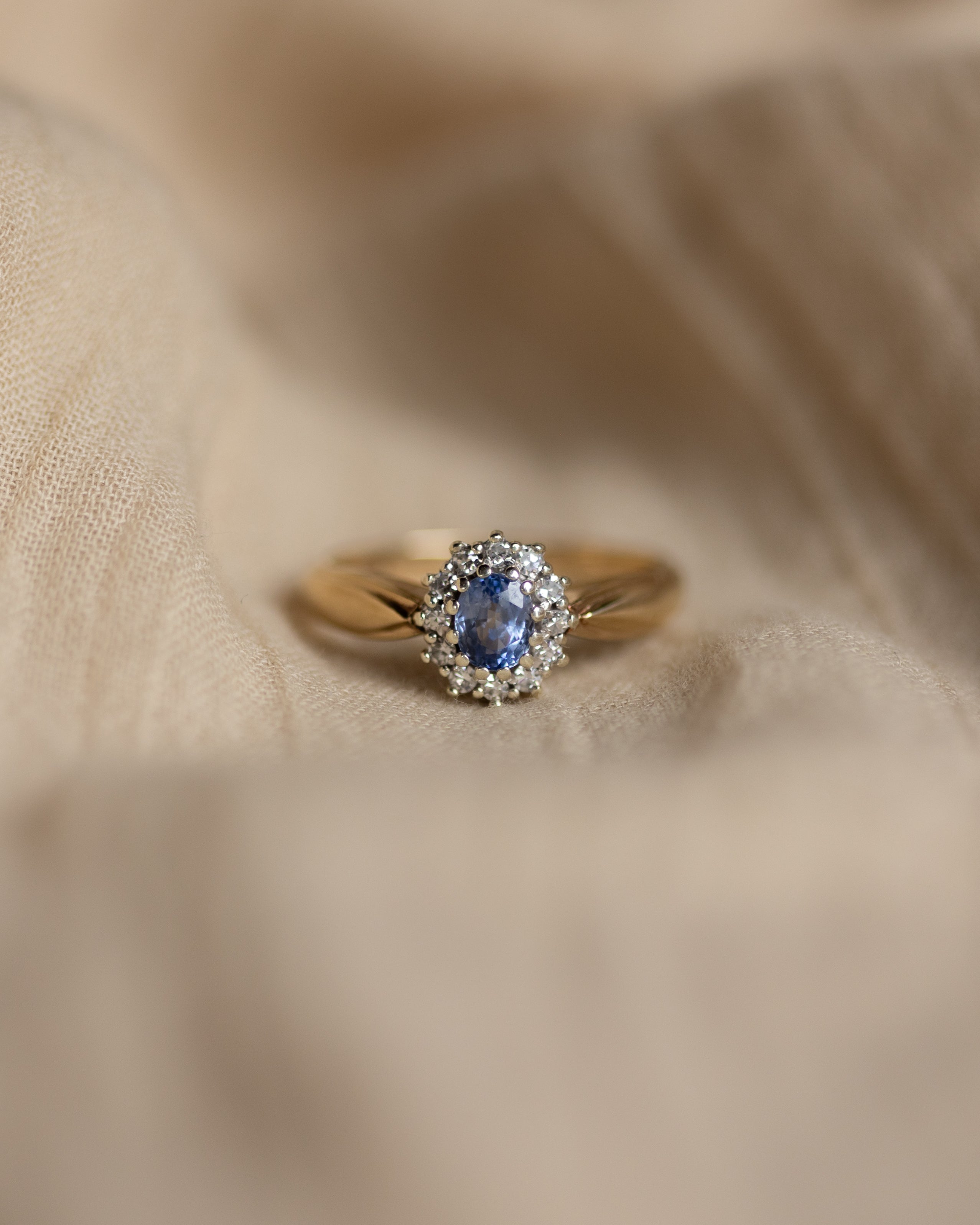Flora 1990 Vintage 9ct Gold Sapphire & Diamond Cluster Ring