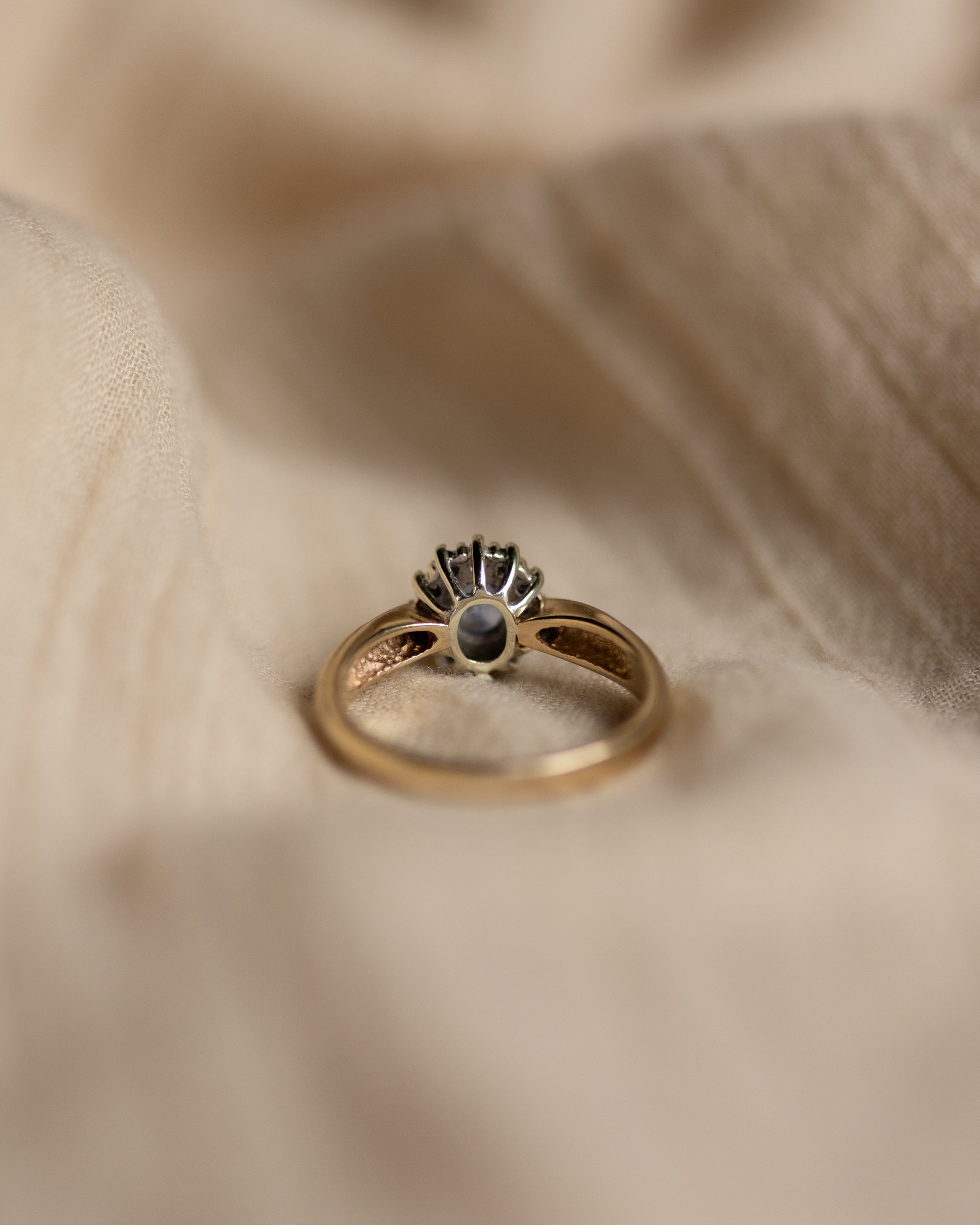 Flora 1990 Vintage 9ct Gold Sapphire & Diamond Cluster Ring