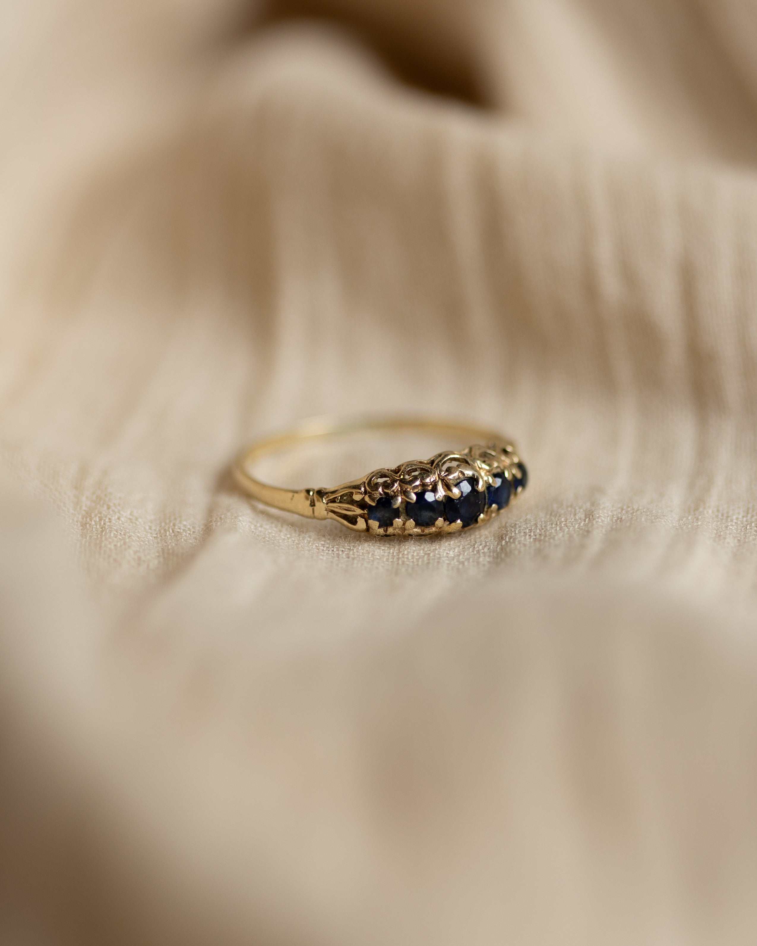 Georgie 1984 Vintage 9ct Gold Sapphire Five Stone Ring