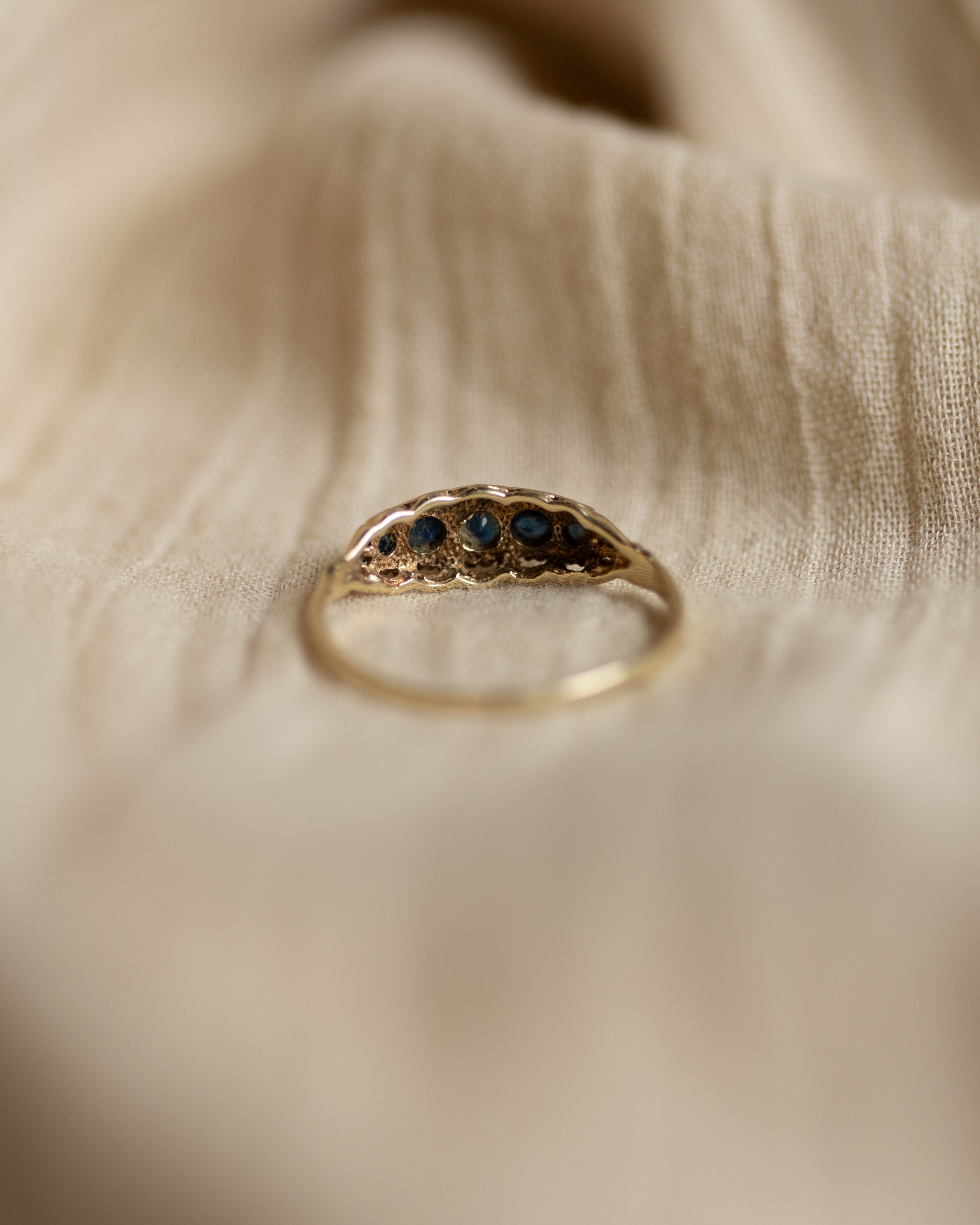Georgie 1984 Vintage 9ct Gold Sapphire Five Stone Ring
