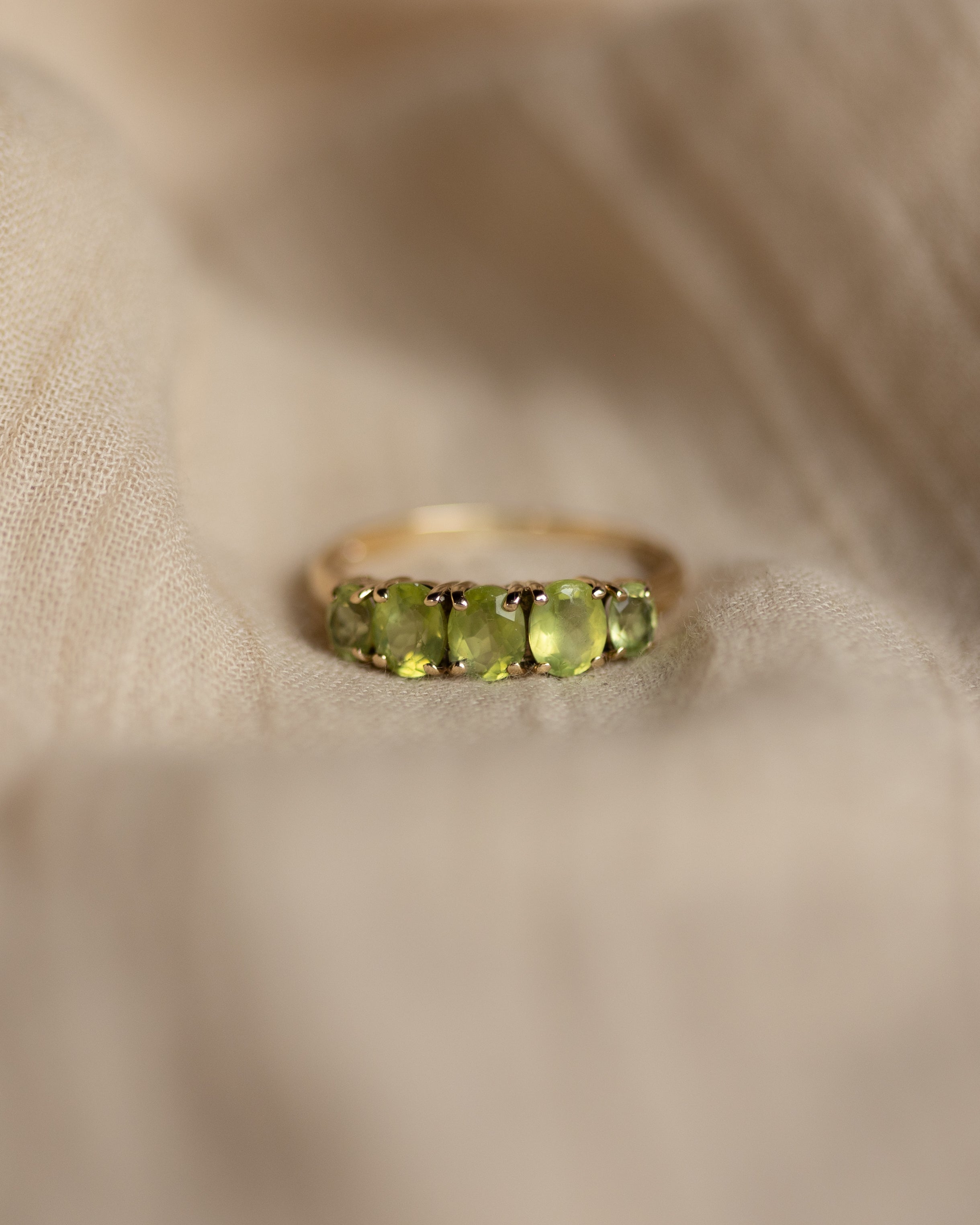 Belinda Vintage 9ct Gold Five Stone Peridot Ring
