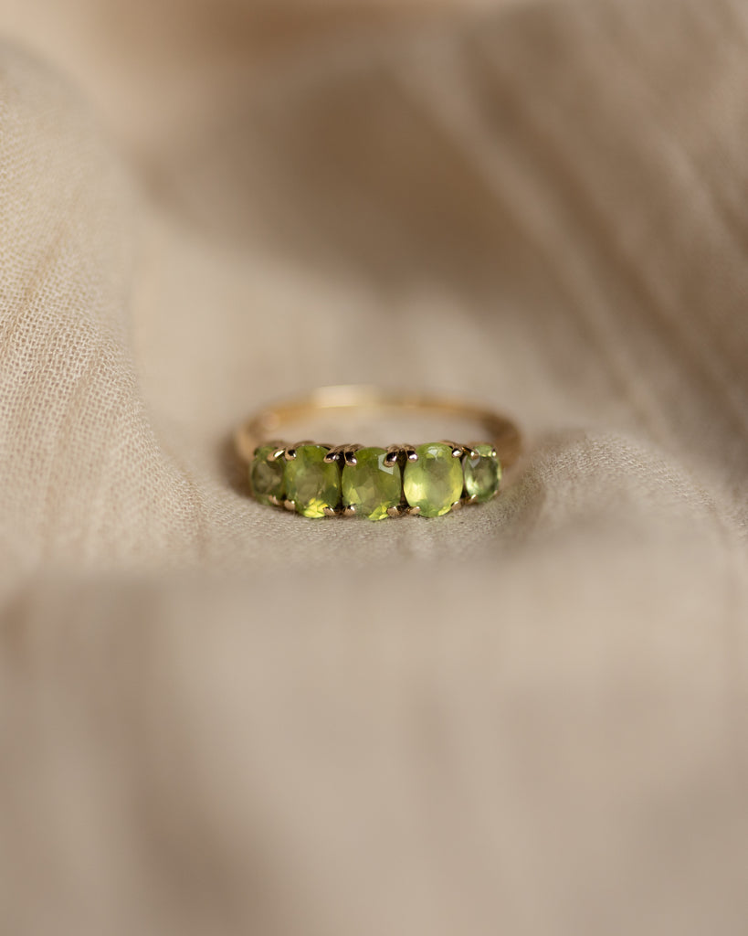 Belinda Vintage 9ct Gold Five Stone Peridot Ring