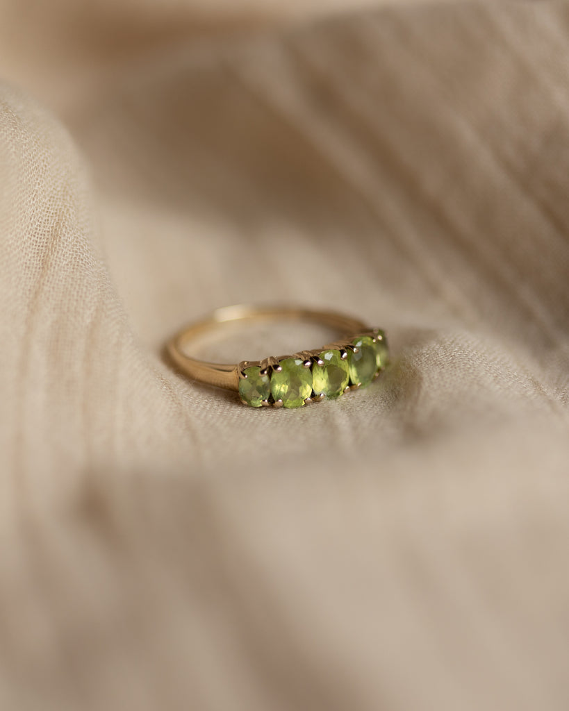 Belinda Vintage 9ct Gold Five Stone Peridot Ring