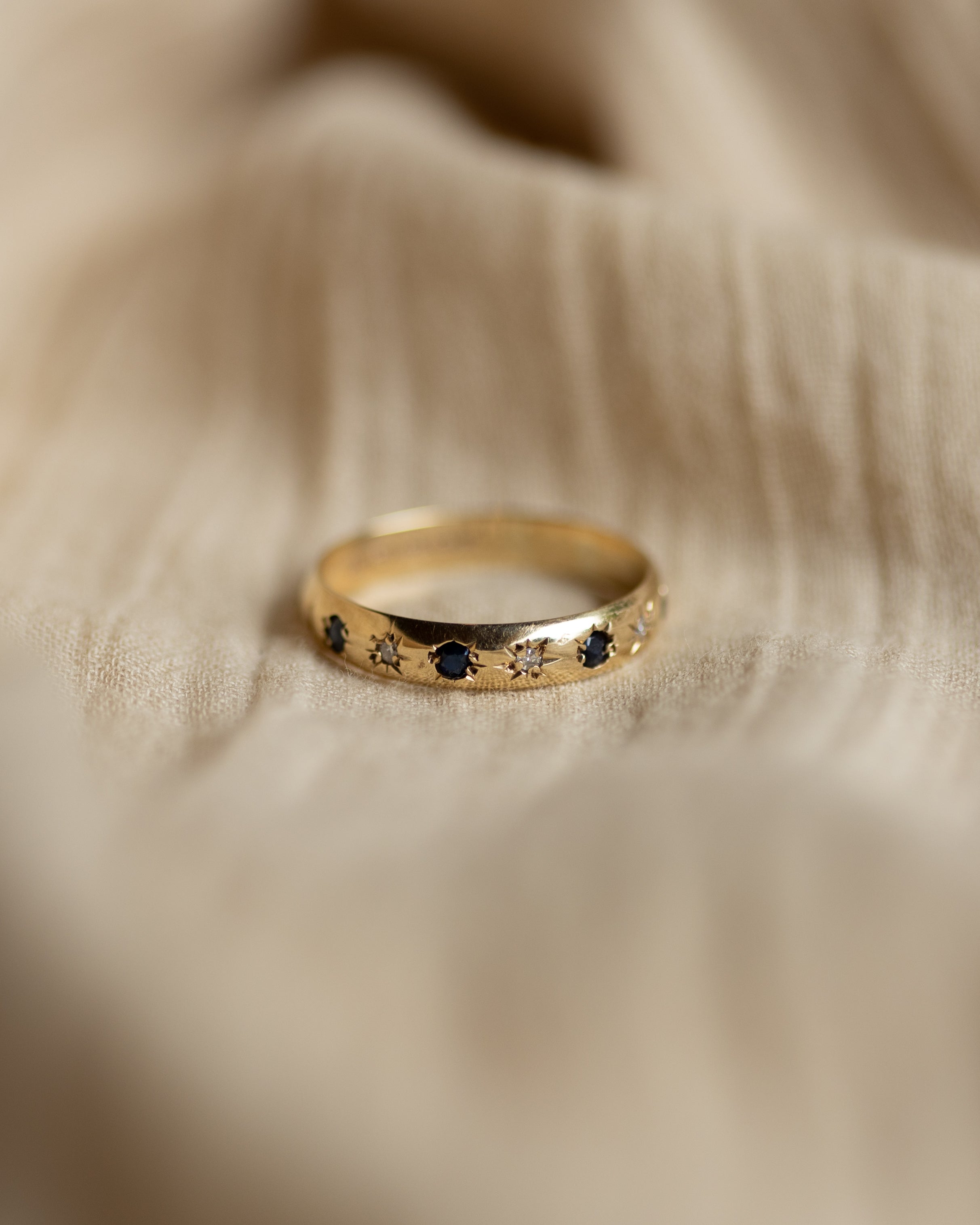 Lily 1980 Vintage 9ct Gold Sapphire & Diamond Half Eternity Ring