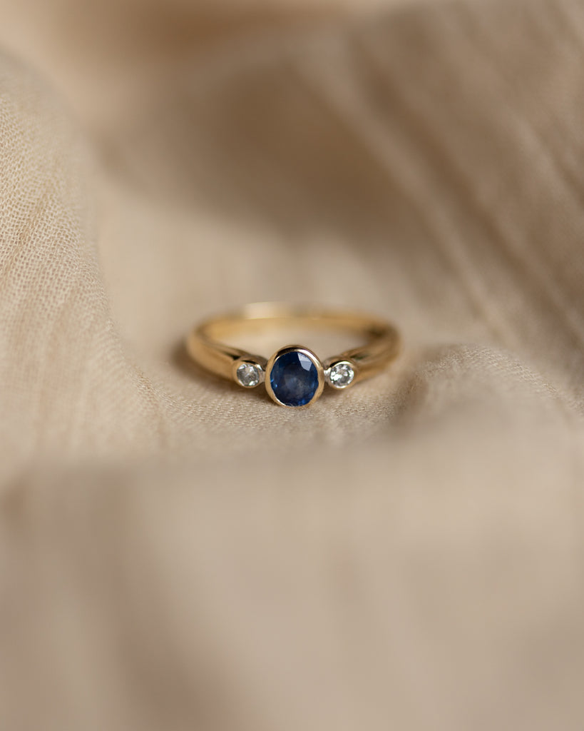 Julianna Vintage 9ct Gold Sapphire & Diamond Trilogy Ring