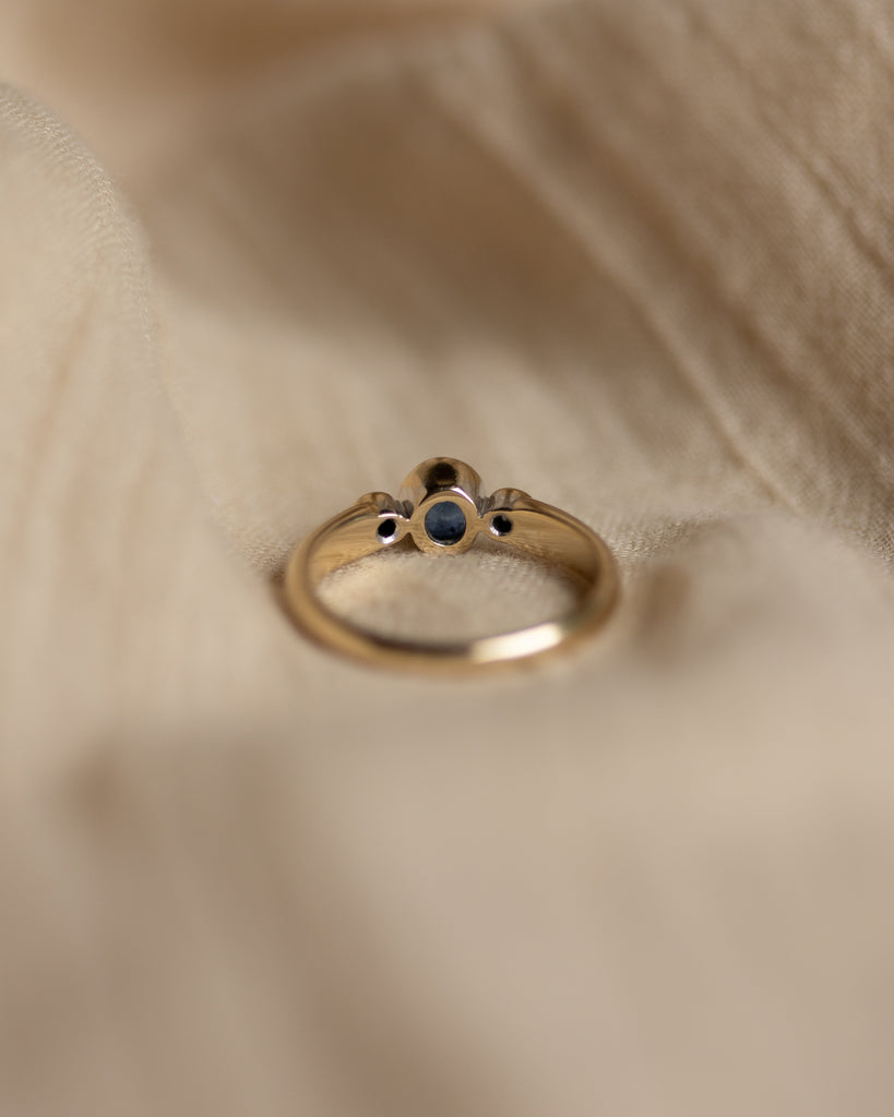 Julianna Vintage 9ct Gold Sapphire & Diamond Trilogy Ring