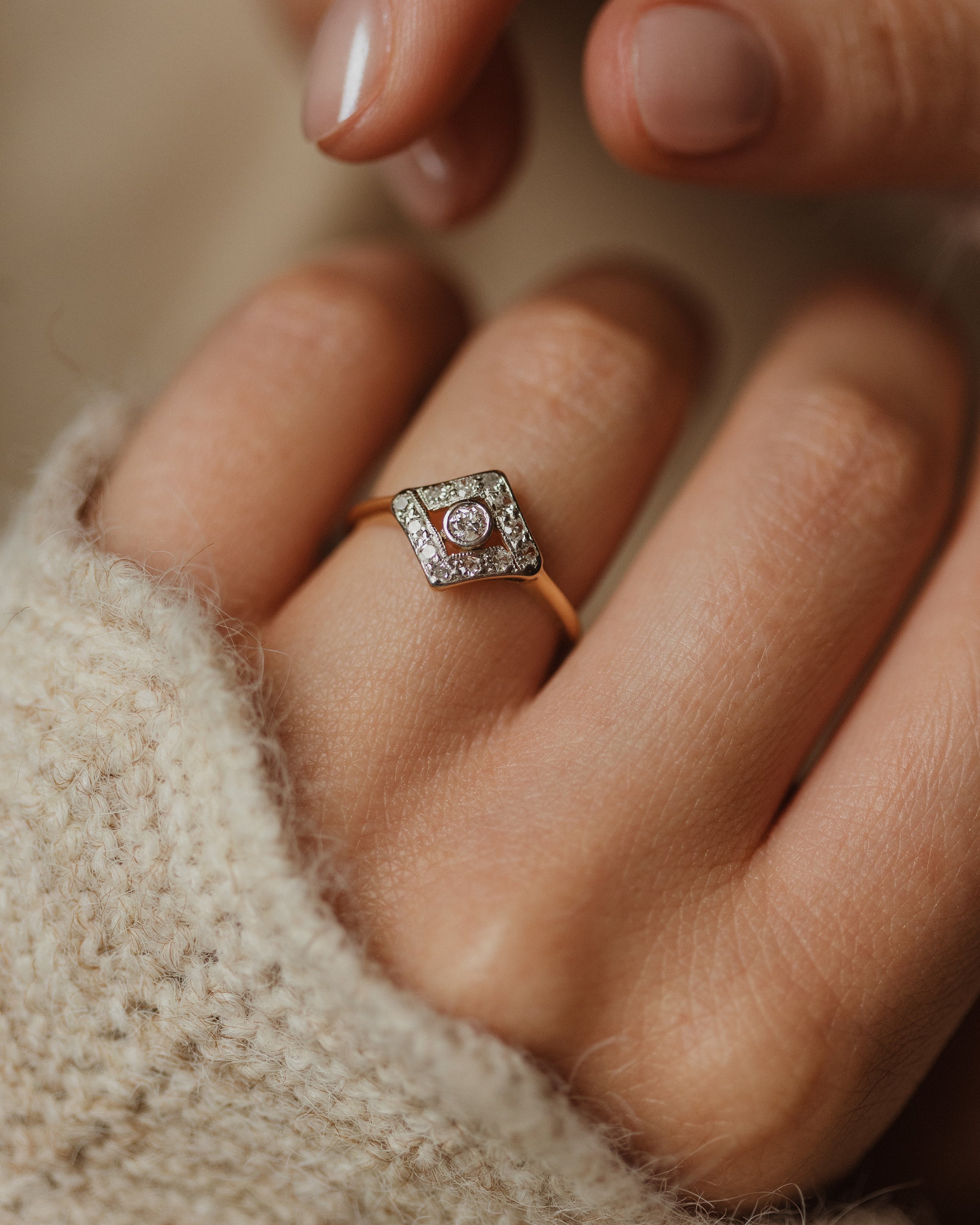 Margot Antique Art Deco 18ct Gold Diamond Kite Ring