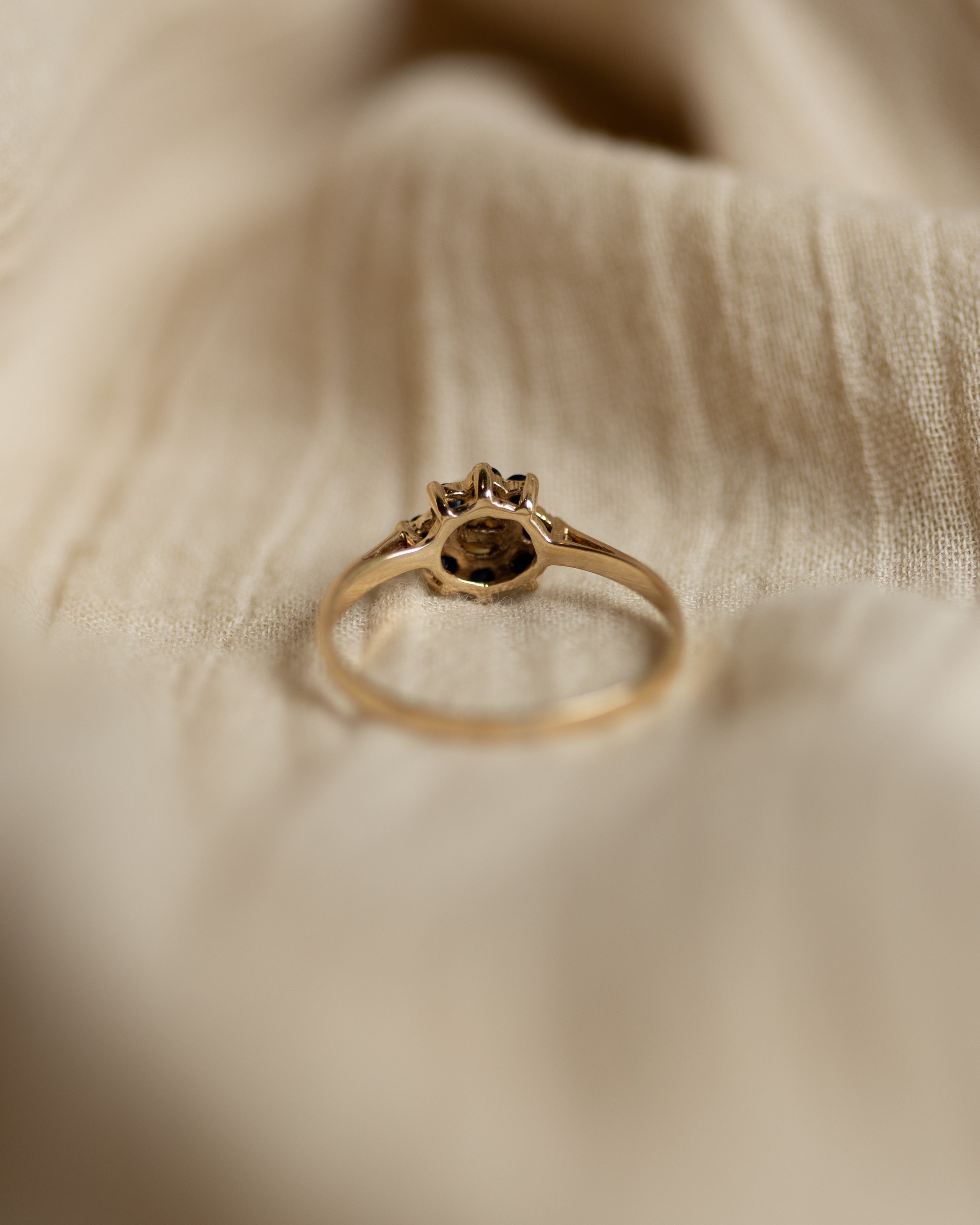 Gertie 1983 Vintage 9ct Gold Pearl & Sapphire Cluster Ring