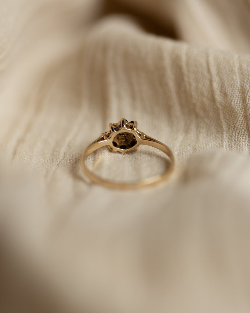 Gertie 1983 Vintage 9ct Gold Pearl & Sapphire Cluster Ring