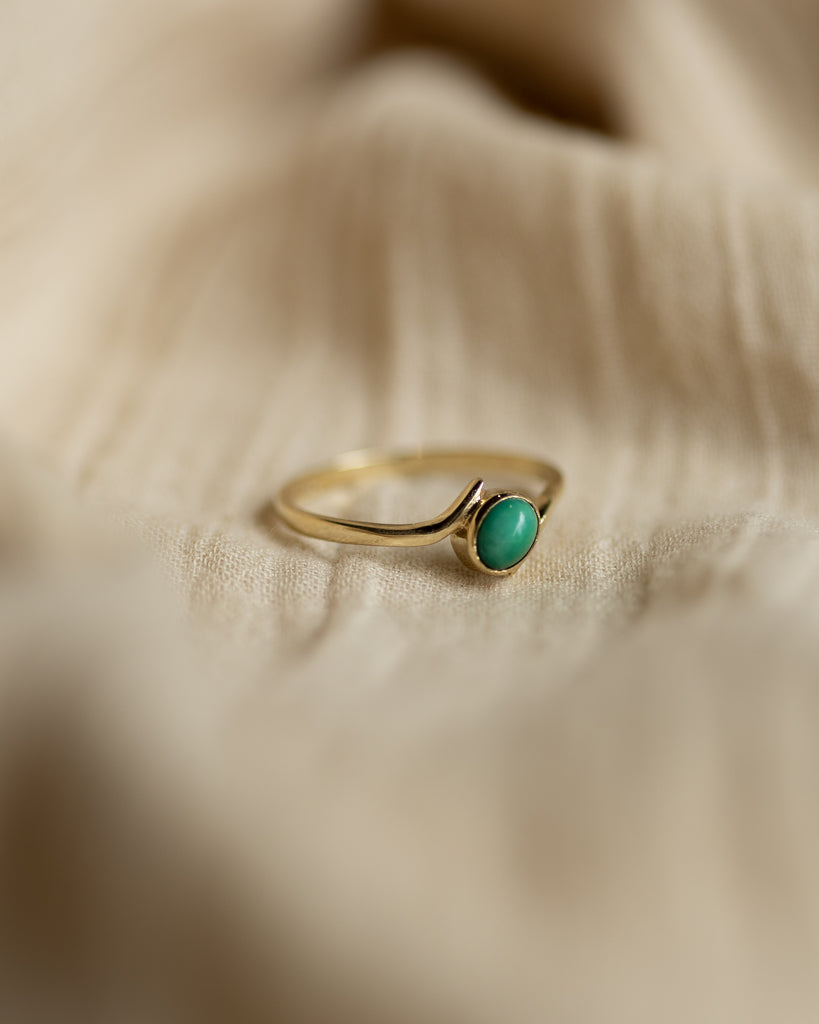 Eva 1985 Vintage 9ct Gold Turquoise Single Stone Ring