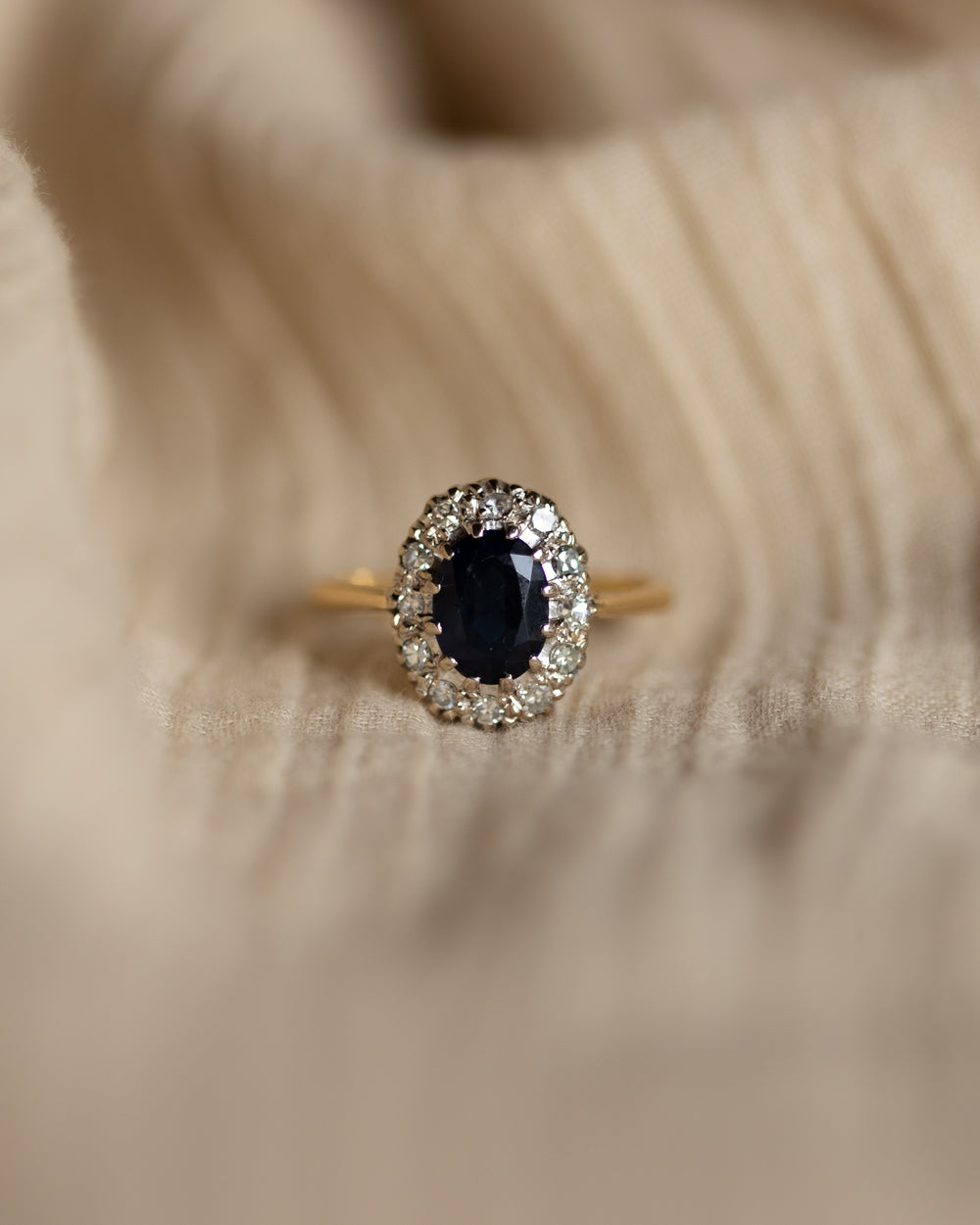 Lilian Vintage 18ct Gold Sapphire & Diamond Cluster Ring