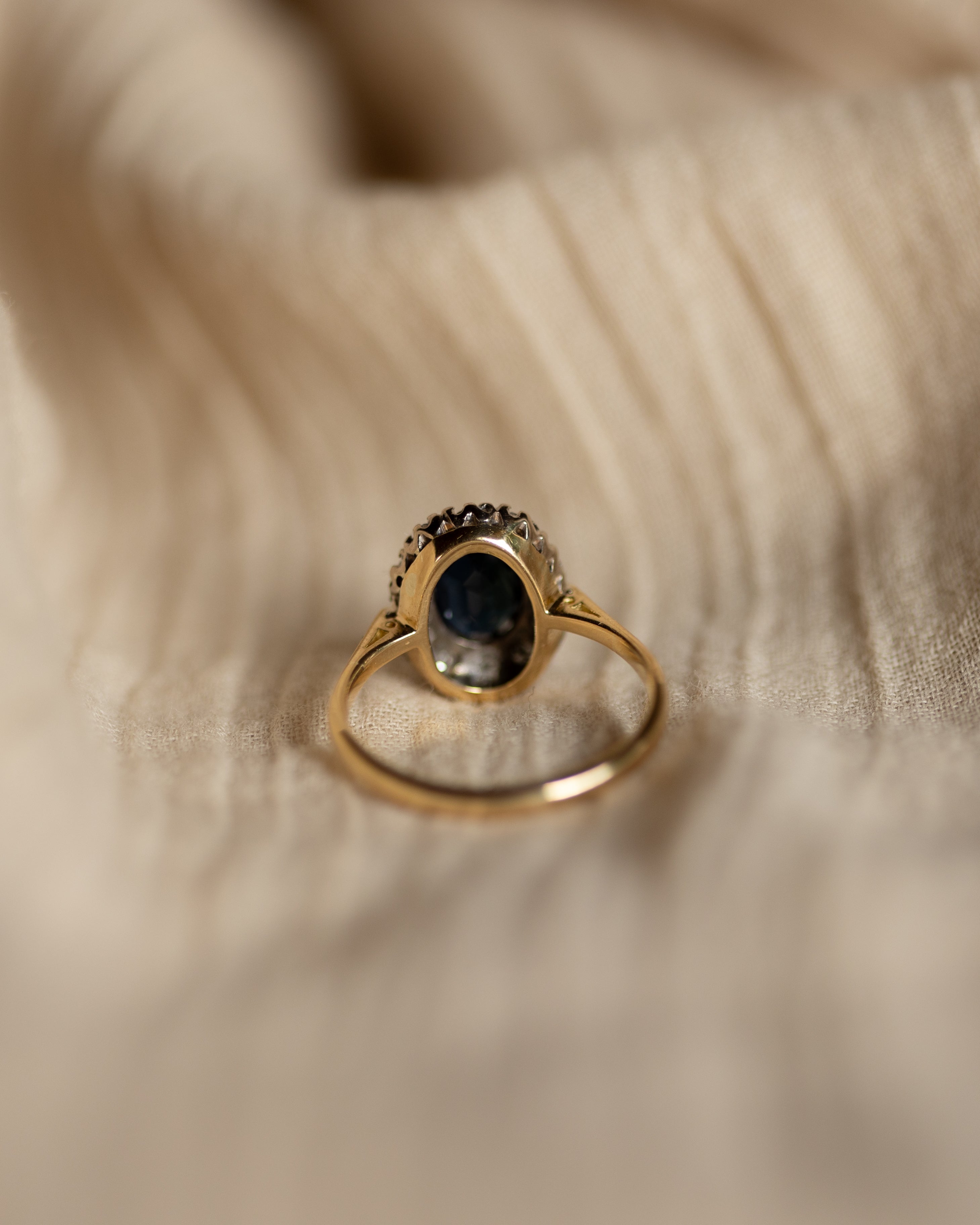 Lilian Vintage 18ct Gold Sapphire & Diamond Cluster Ring