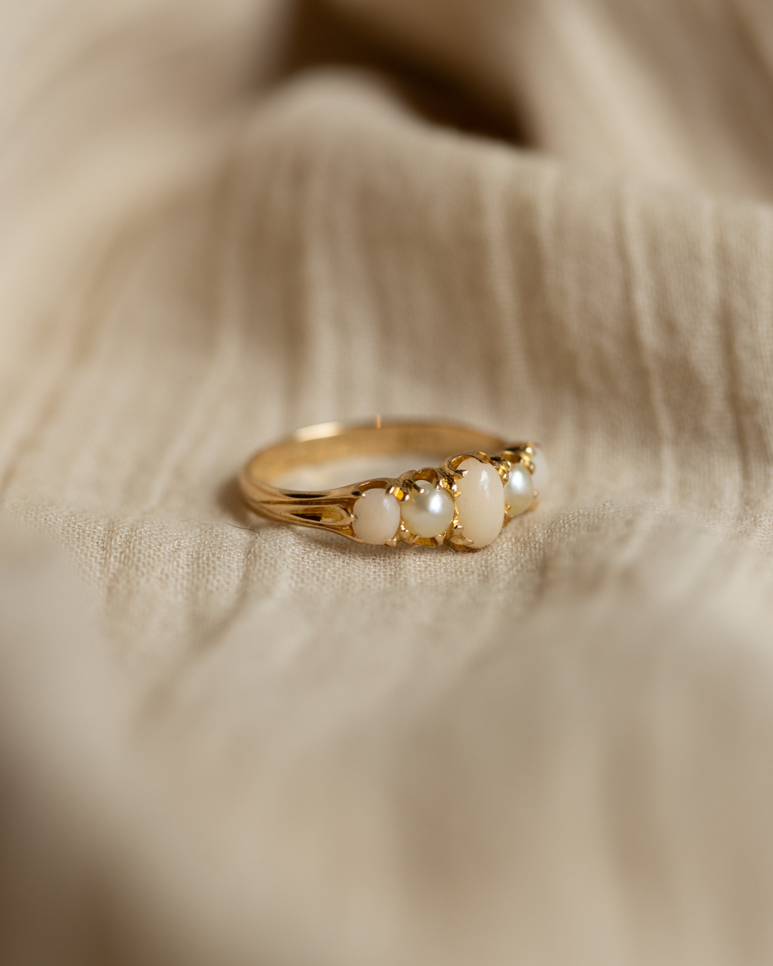 Céleste 1882 Antique 18ct Gold Five Stone Cabochon Ring