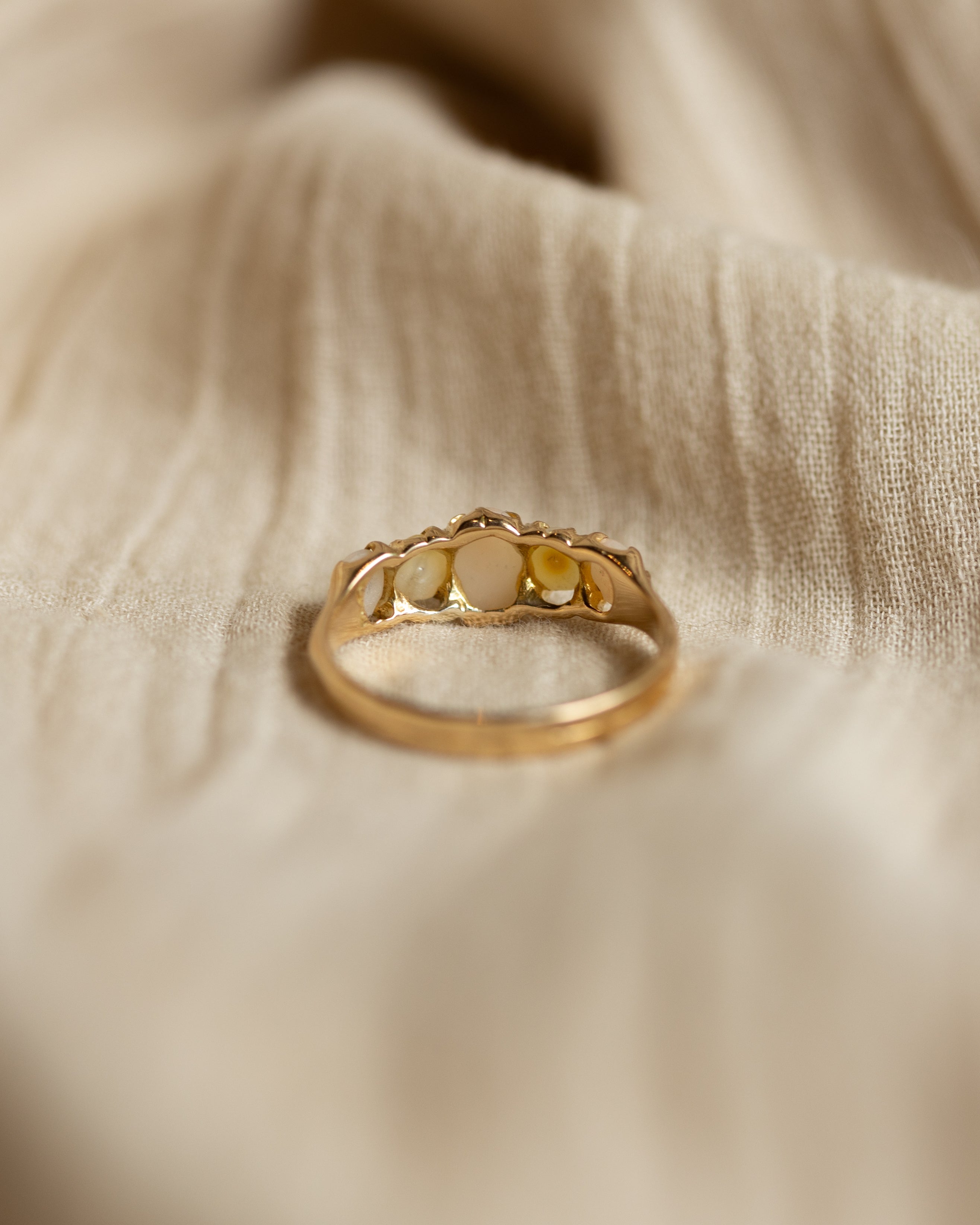 Céleste 1882 Antique 18ct Gold Five Stone Cabochon Ring