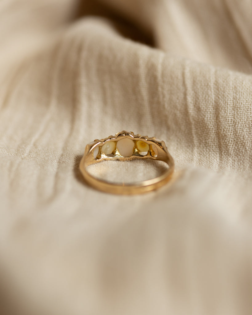Céleste 1882 Antique 18ct Gold Five Stone Cabochon Ring