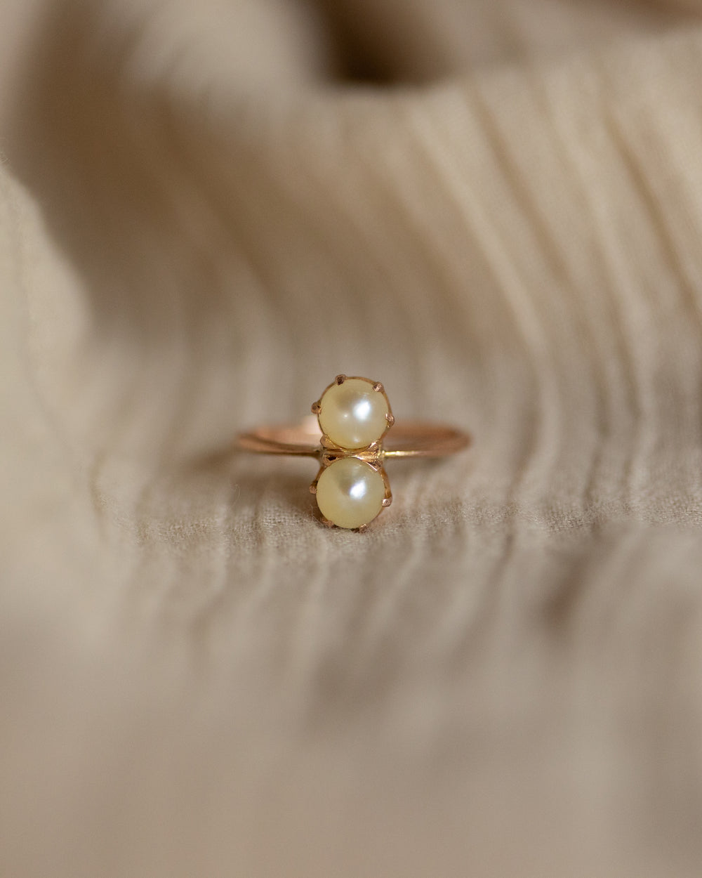 Violetta Vintage 9ct Gold Pearl Toi Et Moi Ring