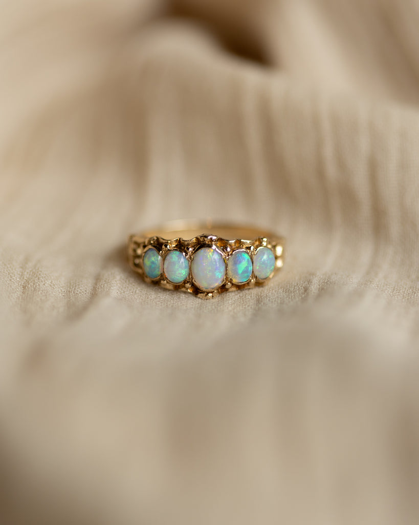 Daisy Vintage 9ct Gold Opal Five Stone Ring