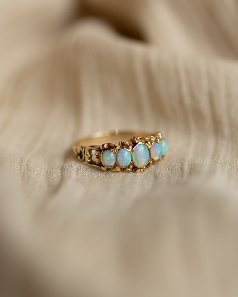 Daisy Vintage 9ct Gold Opal Five Stone Ring
