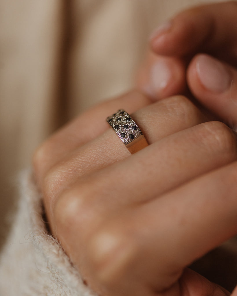 Nettie 1977 Vintage 9ct Gold Sapphire & Diamond Signet Ring