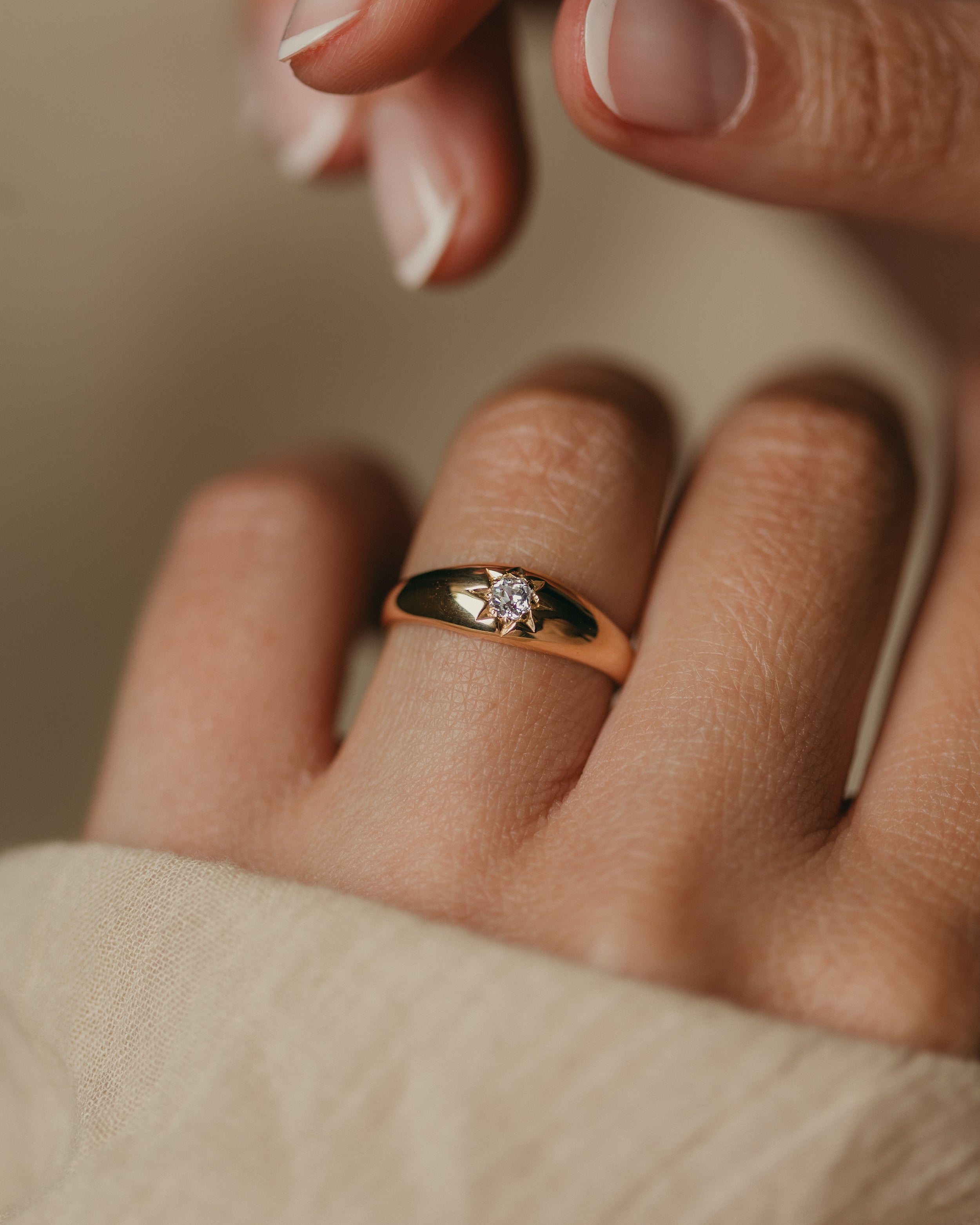 Ernestine 1902 Antique 18ct Gold Star Set Diamond Ring