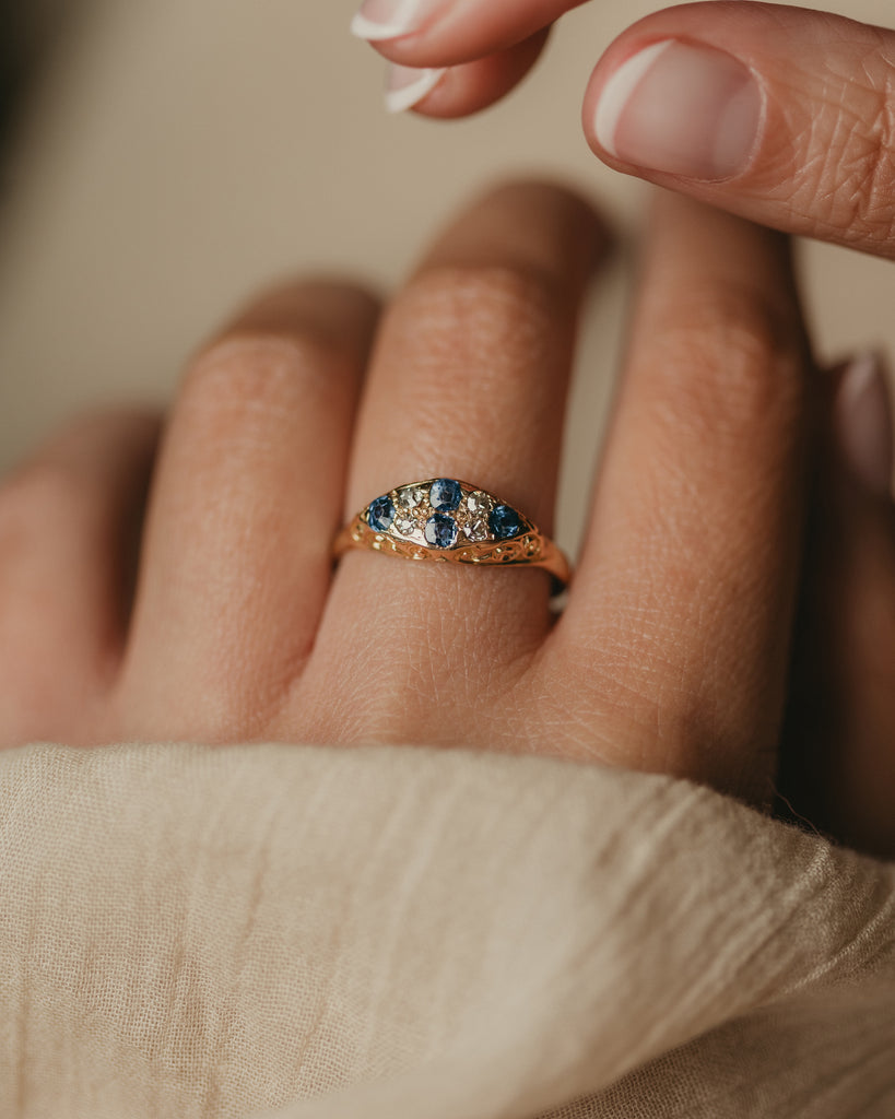 Elisabeth Antique 18ct Gold Sapphire & Diamond Eight Stone Ring