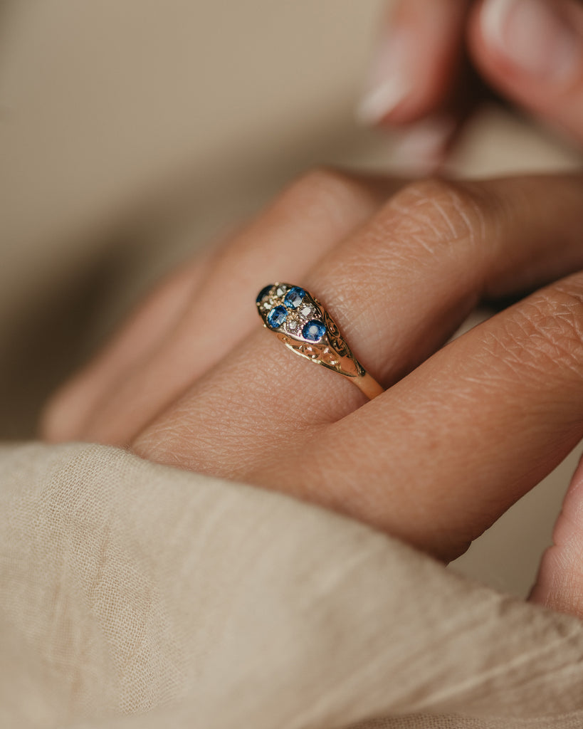 Elisabeth Antique 18ct Gold Sapphire & Diamond Eight Stone Ring