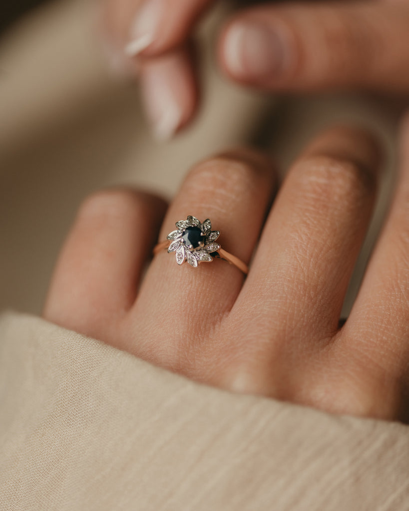 Eleanore 1982 Vintage 9ct Gold Sapphire & Diamond Cluster Ring