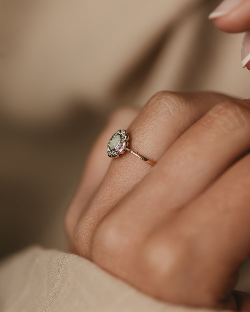 Patricia Vintage 18ct Gold Opal & Diamond Cluster Ring