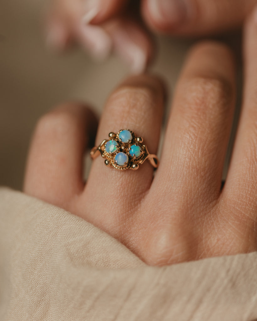 Brigitte Vintage 9ct Gold Opal Cluster Ring