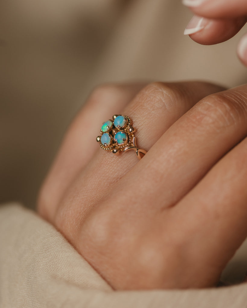 Brigitte Vintage 9ct Gold Opal Cluster Ring