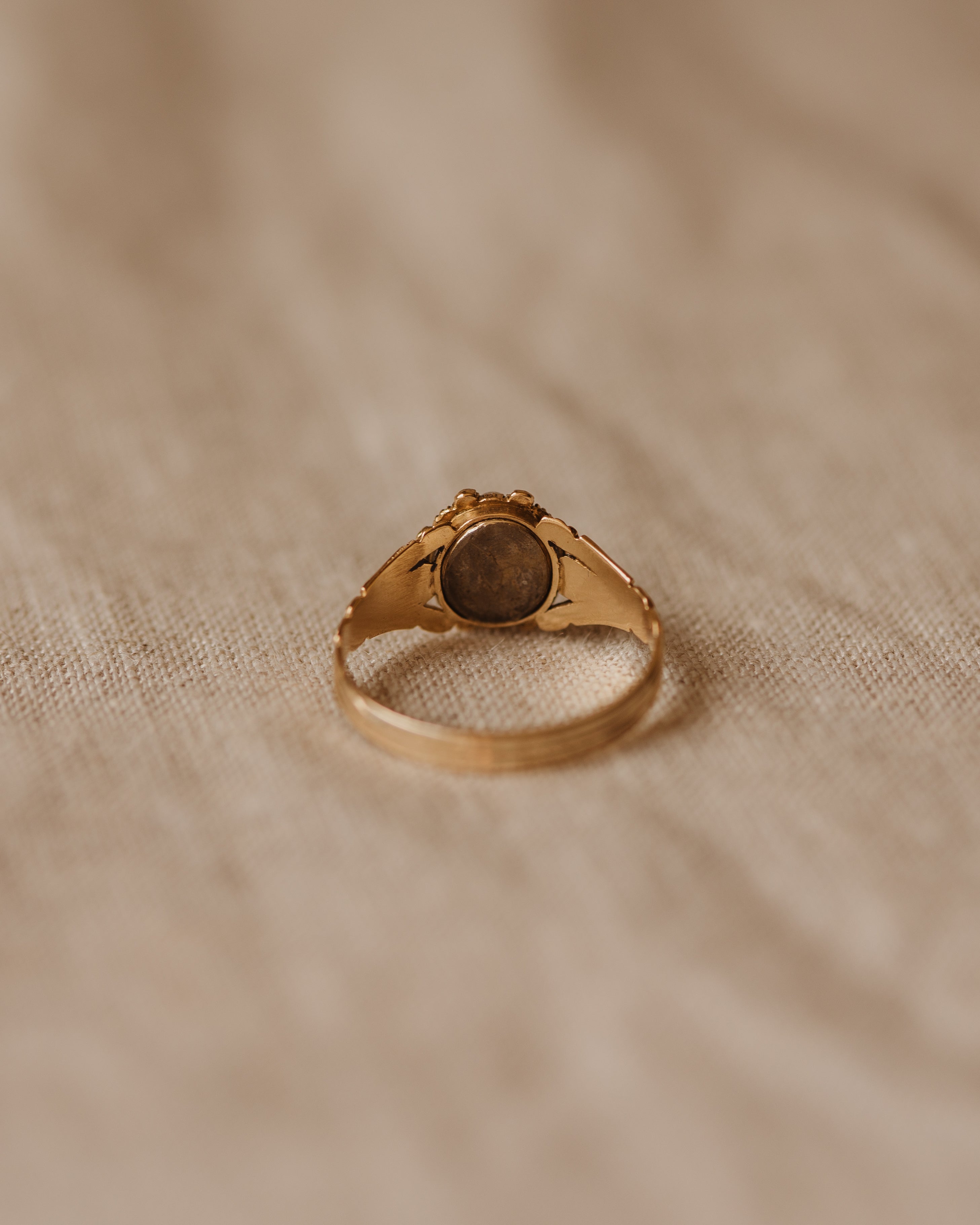 Evelina Antique Georgian Onyx, Enamel & Pearl Ring