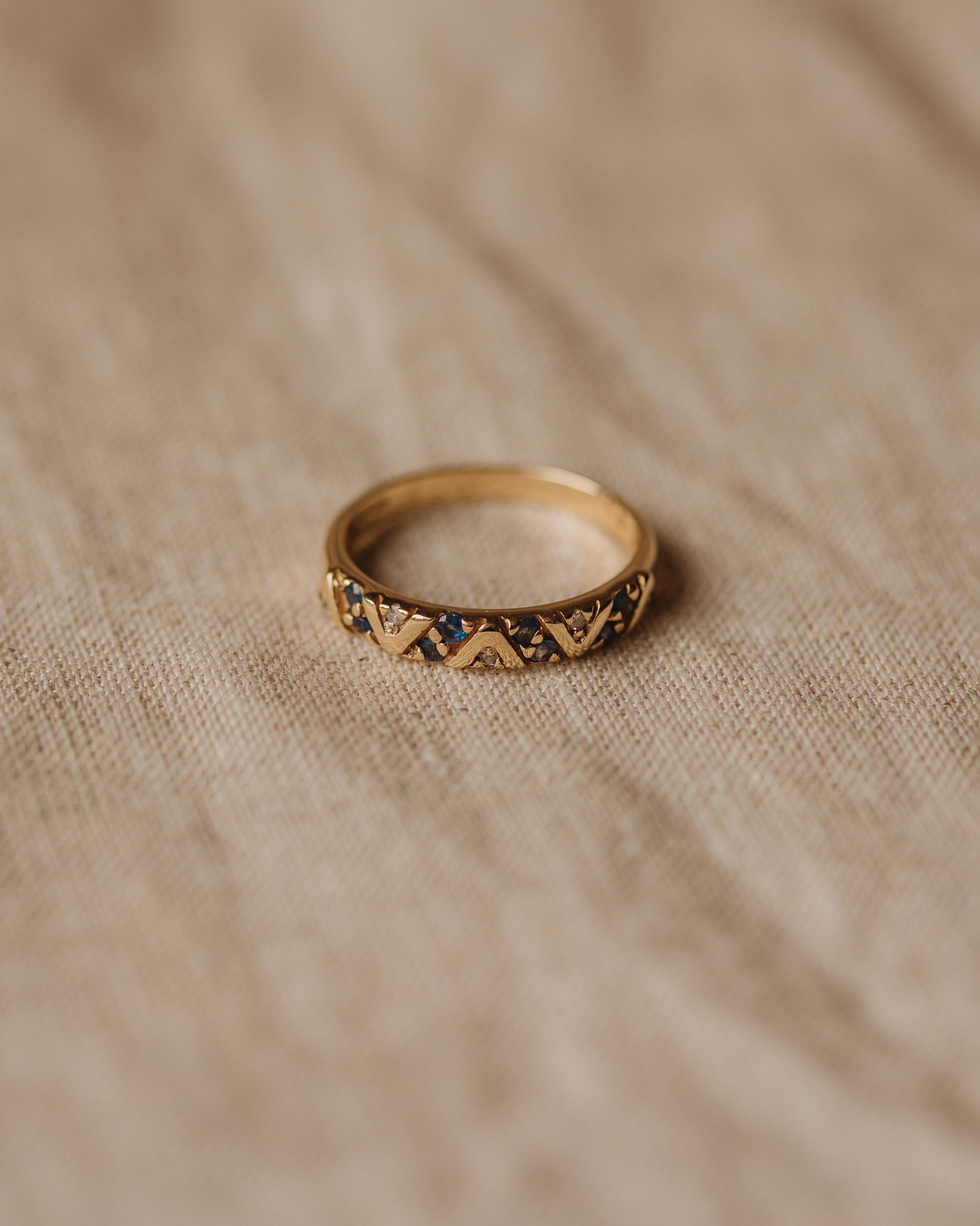 Geneva 9ct Gold Sapphire & Diamond Band Ring