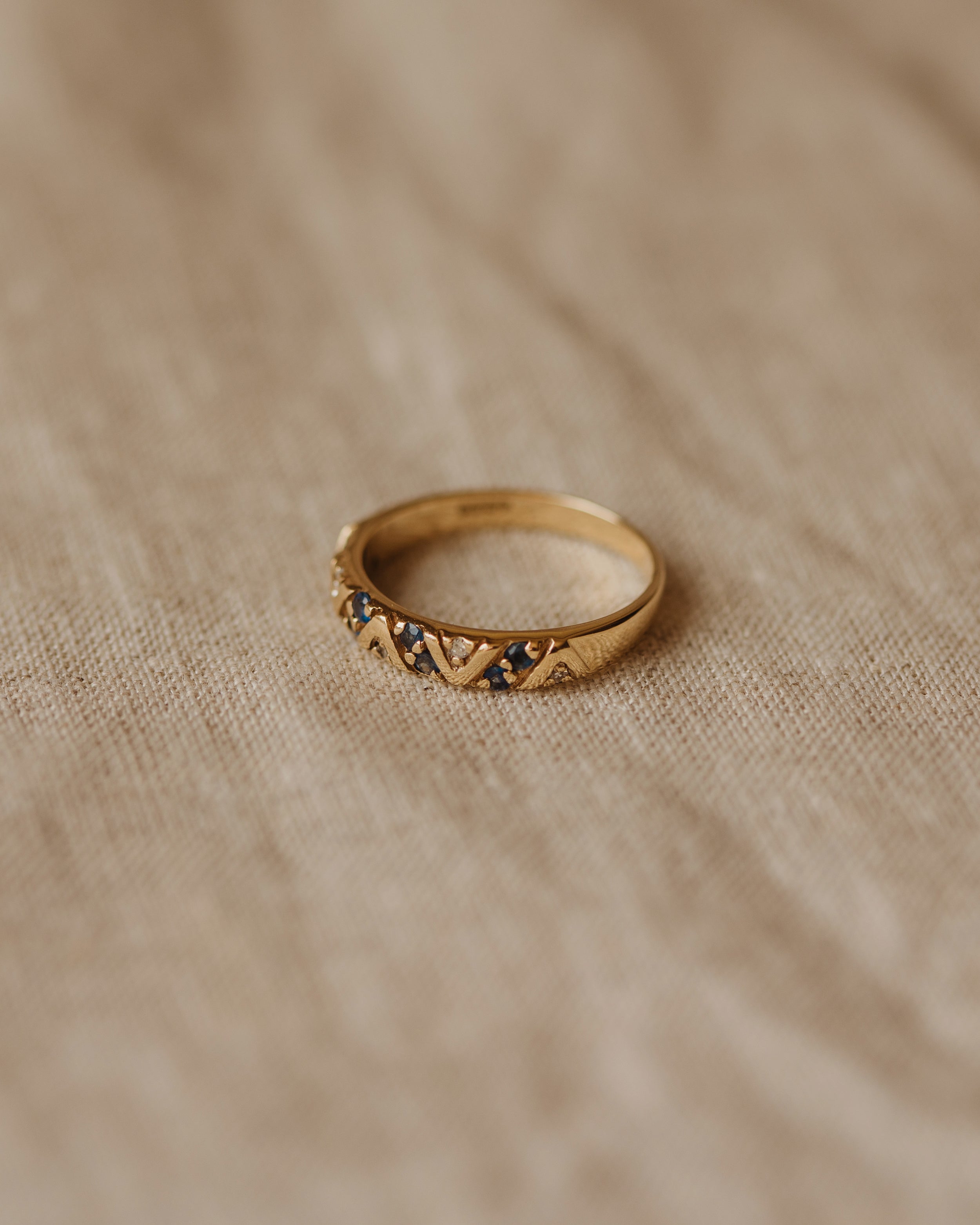 Geneva 9ct Gold Sapphire & Diamond Band Ring