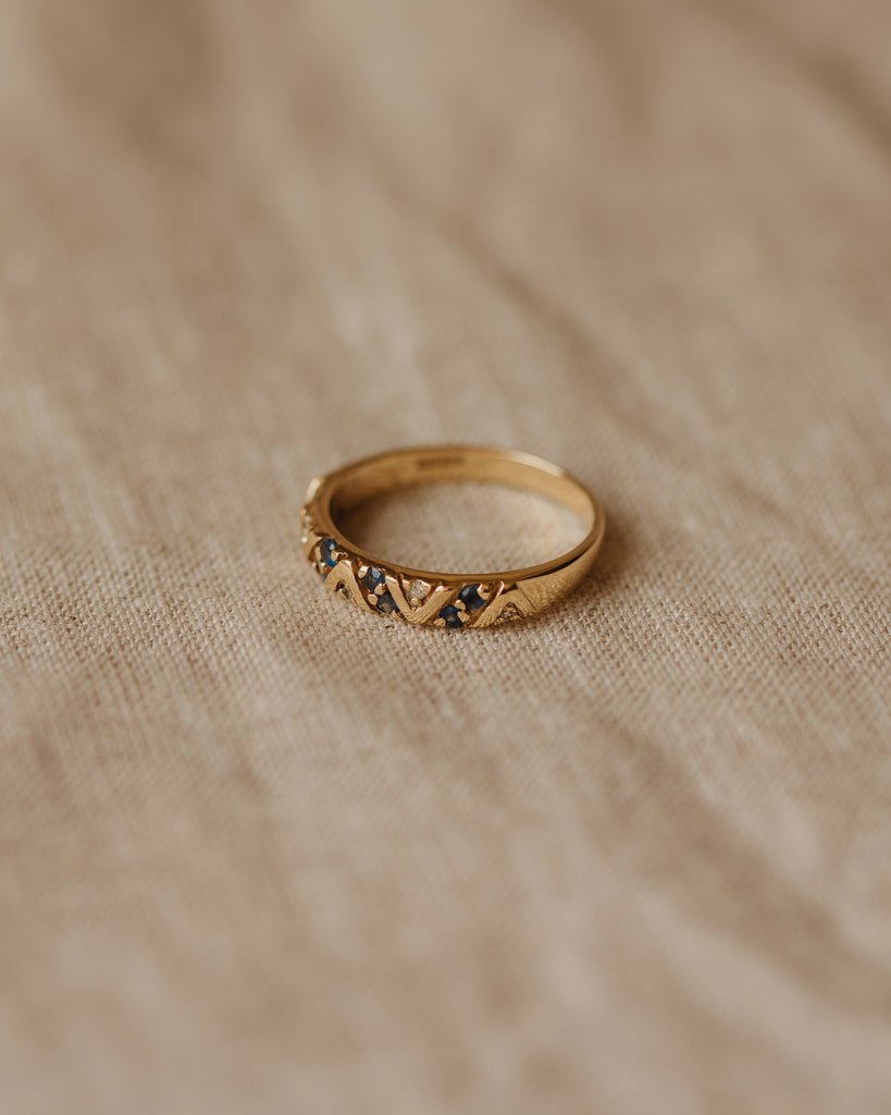 Geneva 9ct Gold Sapphire & Diamond Band Ring