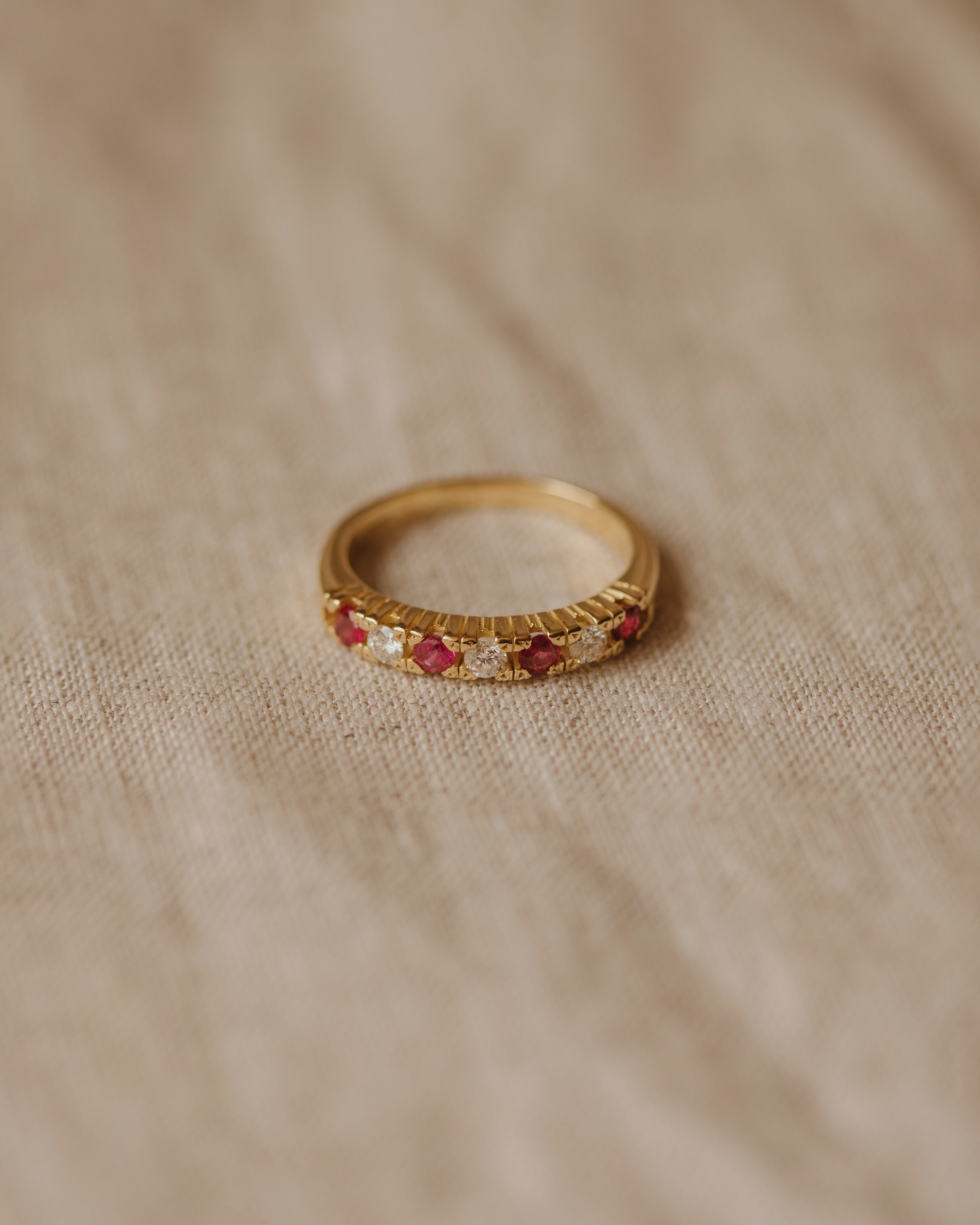 Image of Anais Vintage 18ct Gold Ruby & Diamond Half Eternity Ring