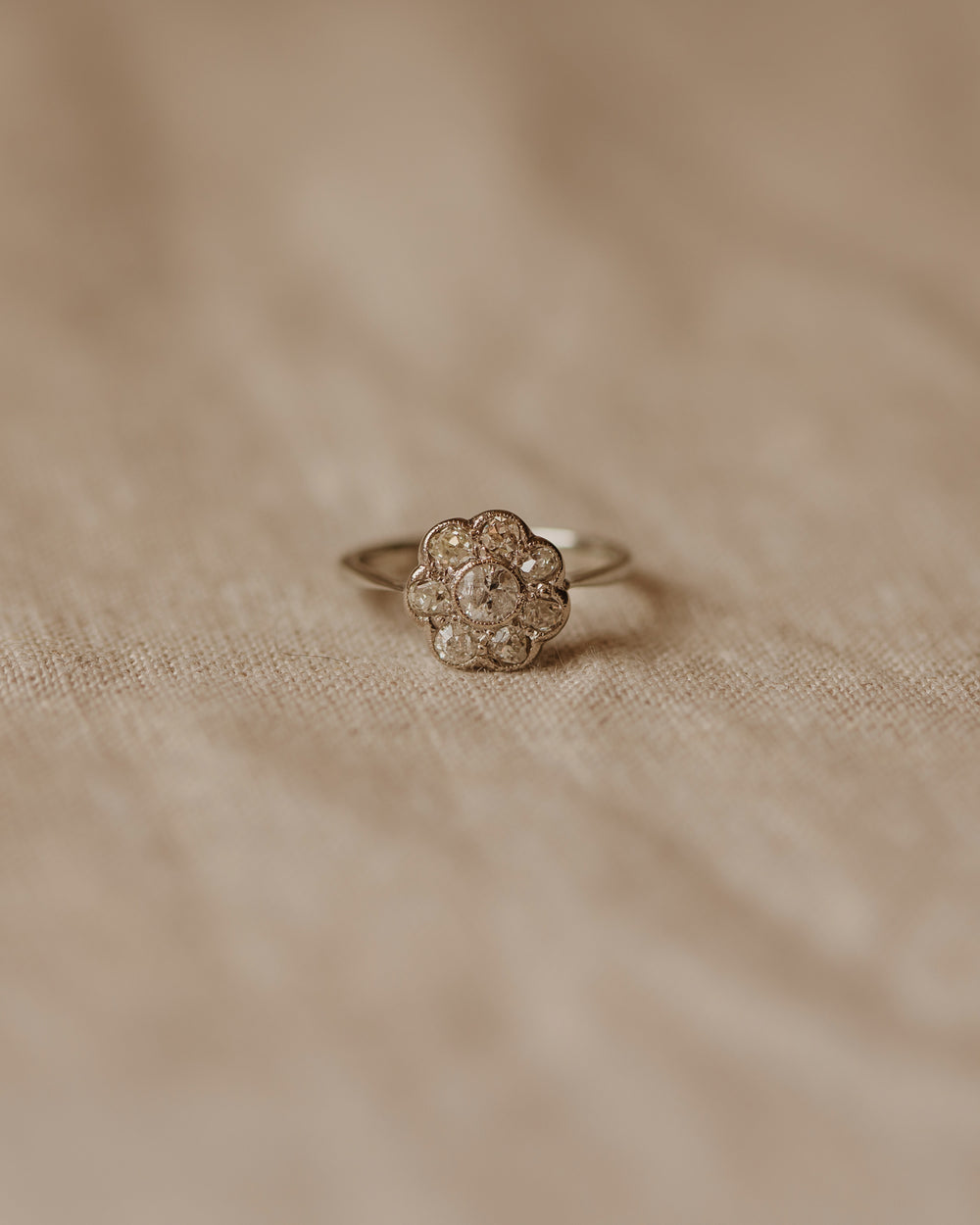 Rosanna Antique 18ct White Gold Diamond Cluster Ring