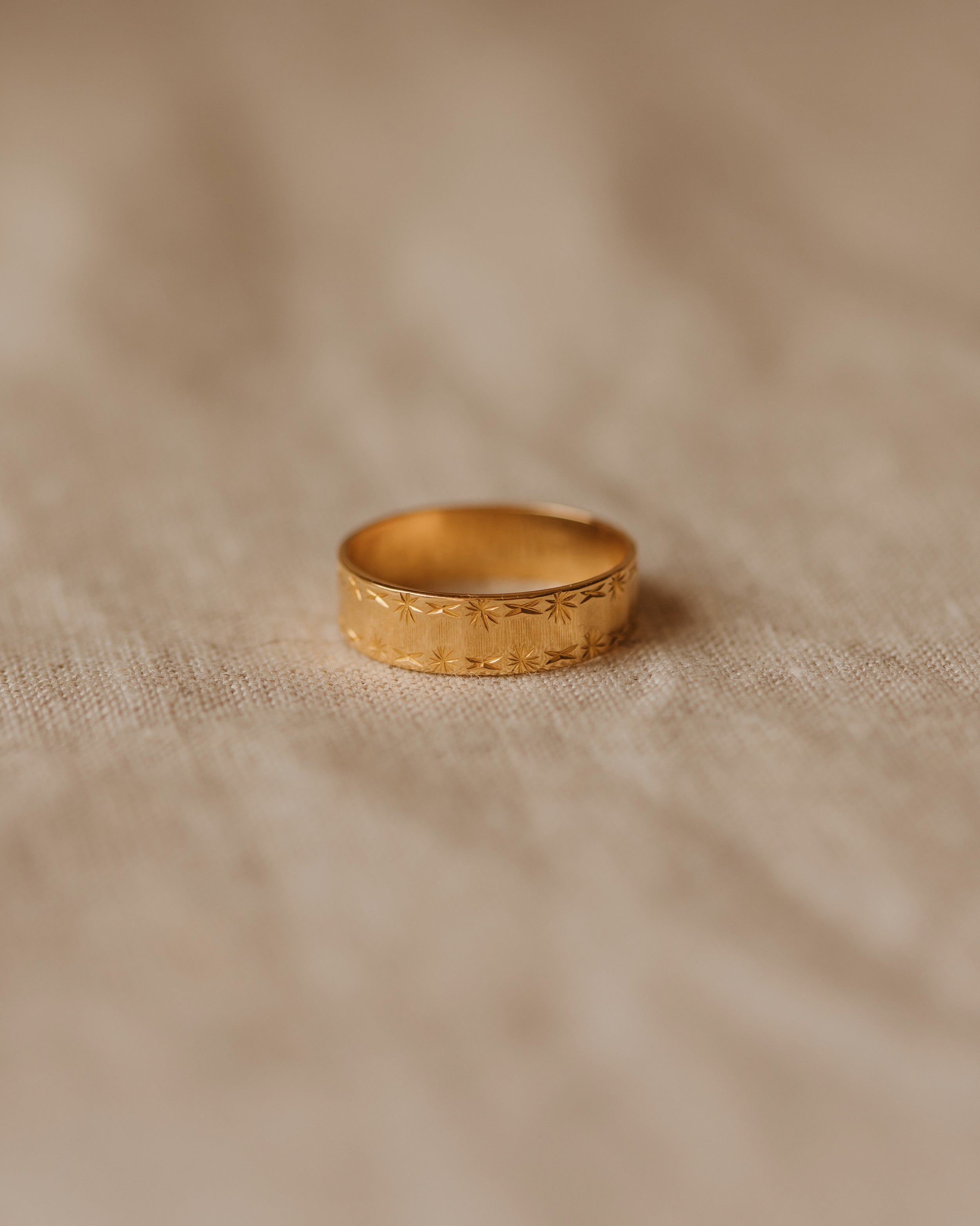 Image of Hosanna 1968 22ct Gold Star Etched Band Ring