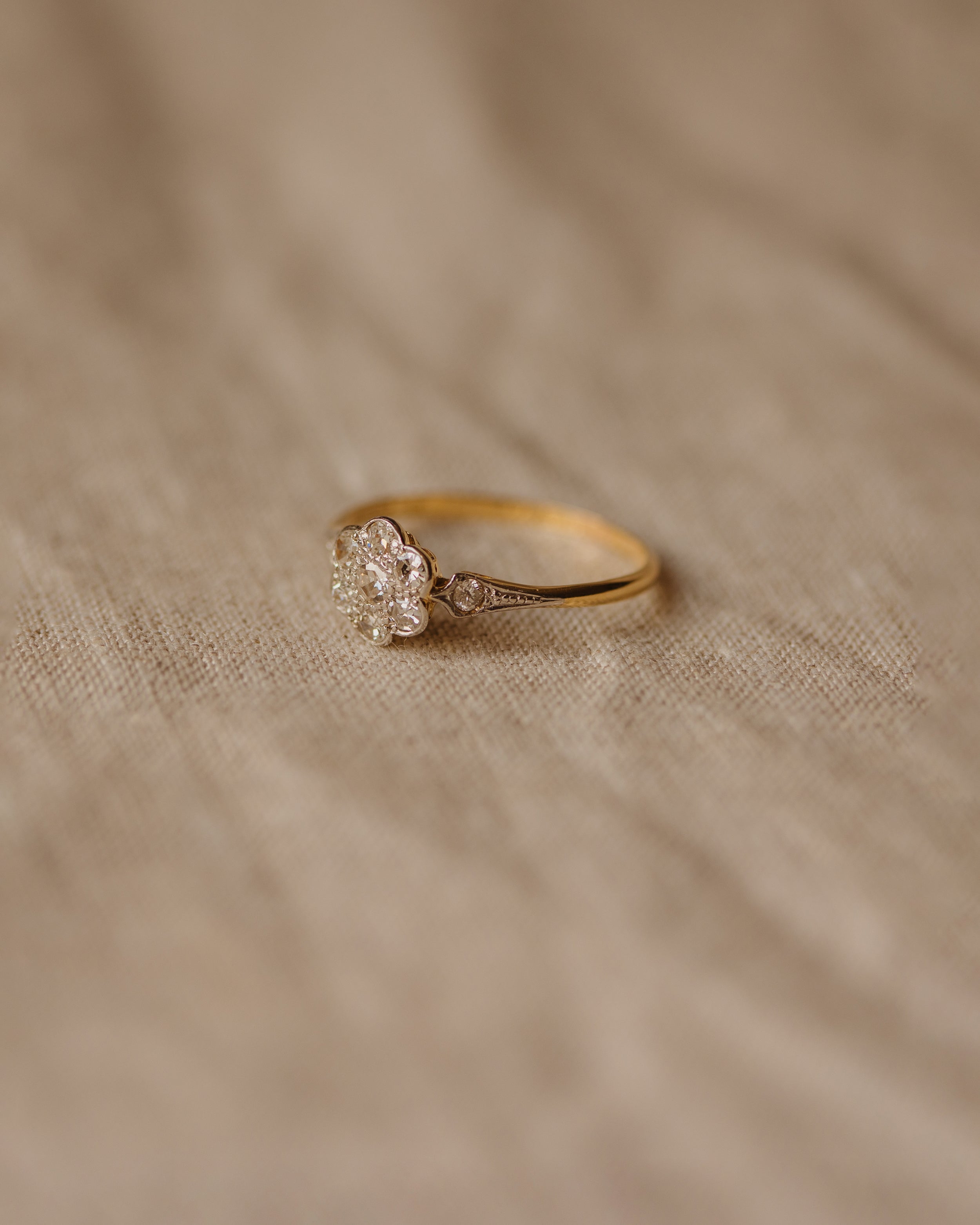 Bridget Antique 18ct Gold Diamond Cluster Ring