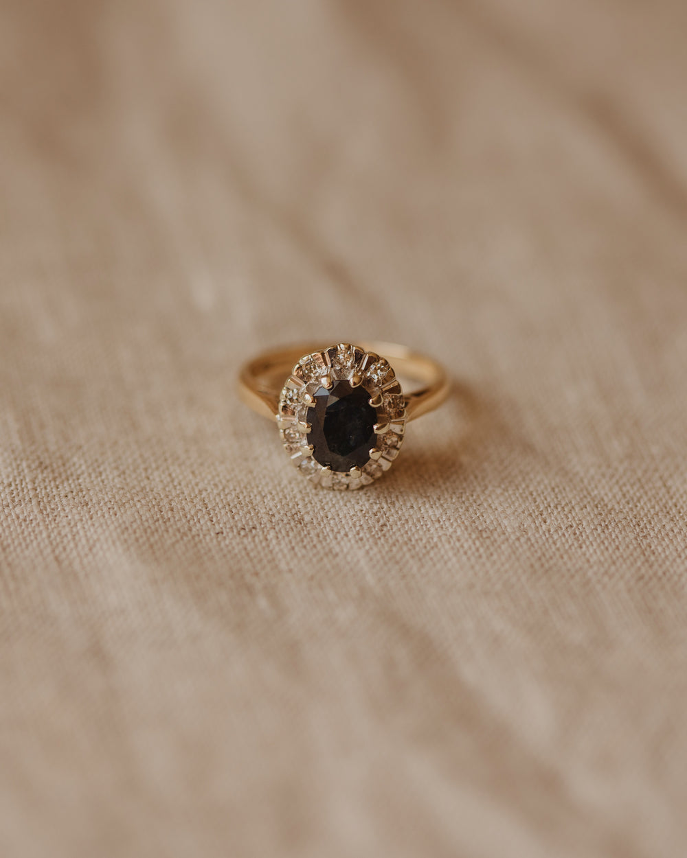 Lillian 1981 9ct Gold Sapphire & Diamond Cluster Ring