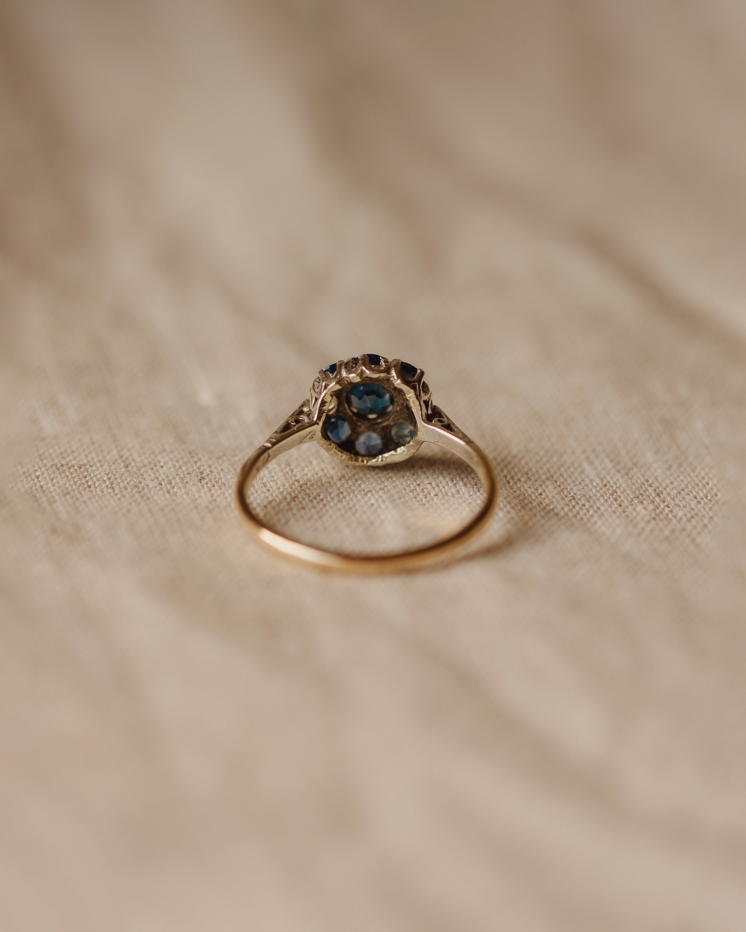 Hattie Antique 9ct Gold Sapphire & Diamond Cluster Ring